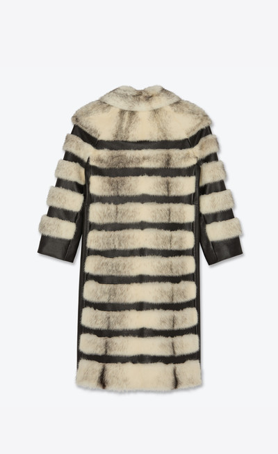 SAINT LAURENT long striped fur coat in mink and lambskin outlook