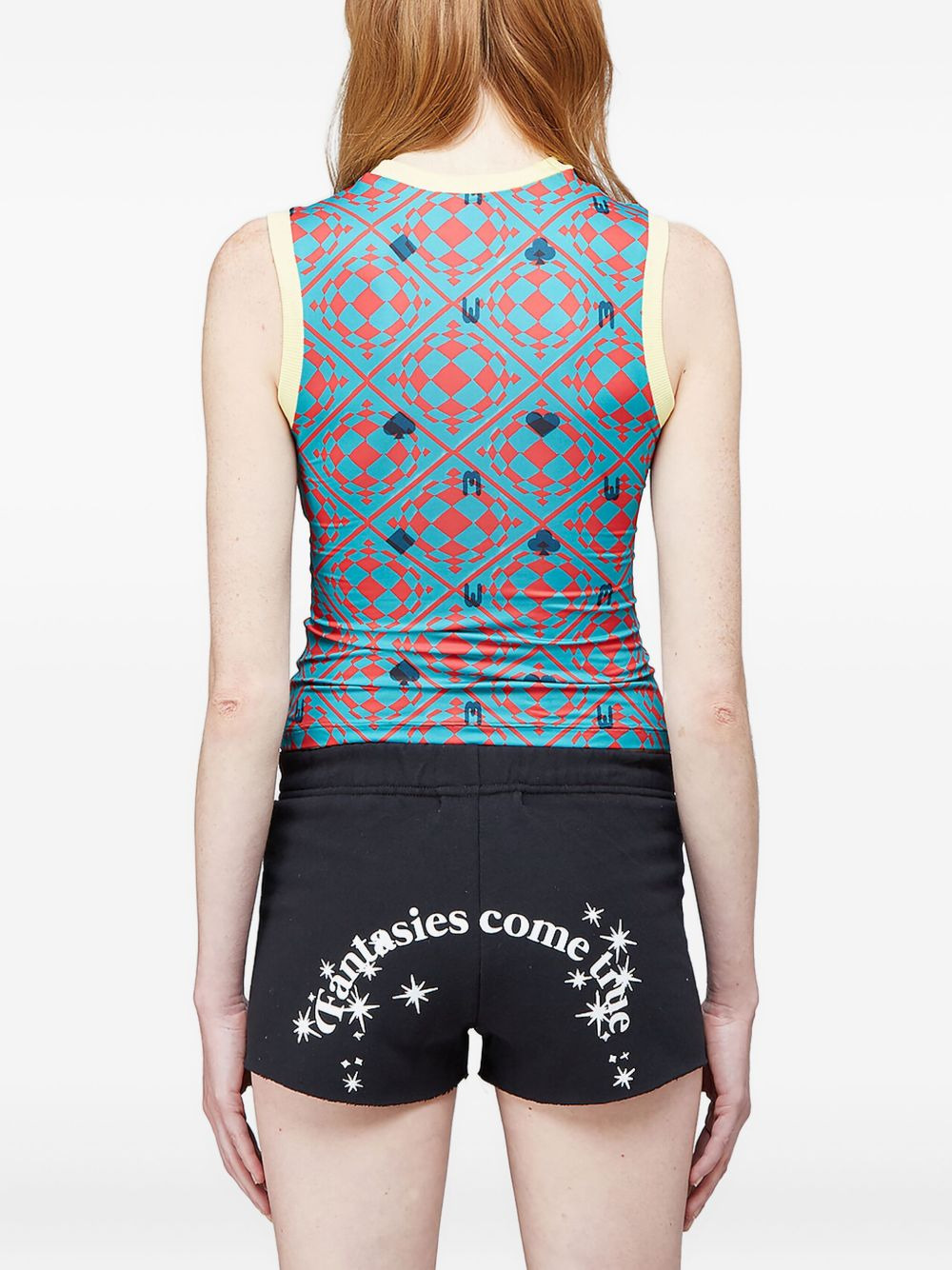 geometric-pattern sleeveless top - 4