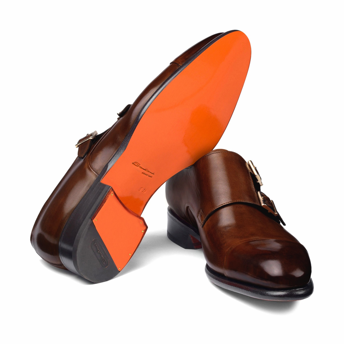 Men's mid brown leather double-buckle shoe - 3