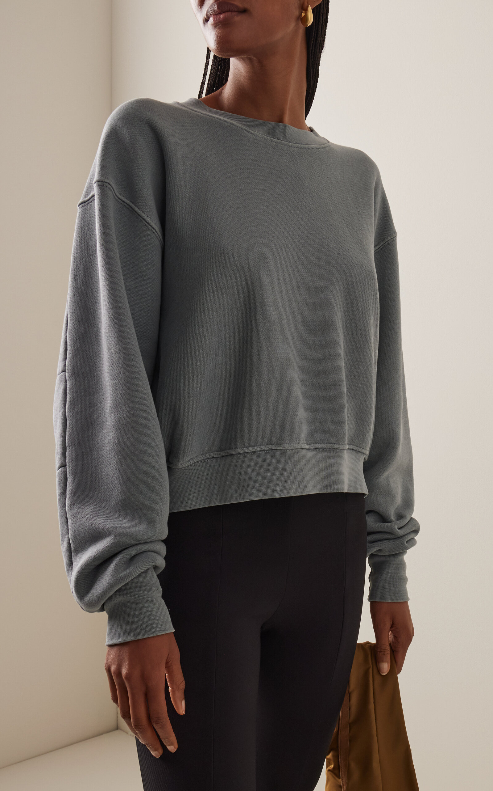 Ryder Cropped Cotton Sweatshirt grey - 3