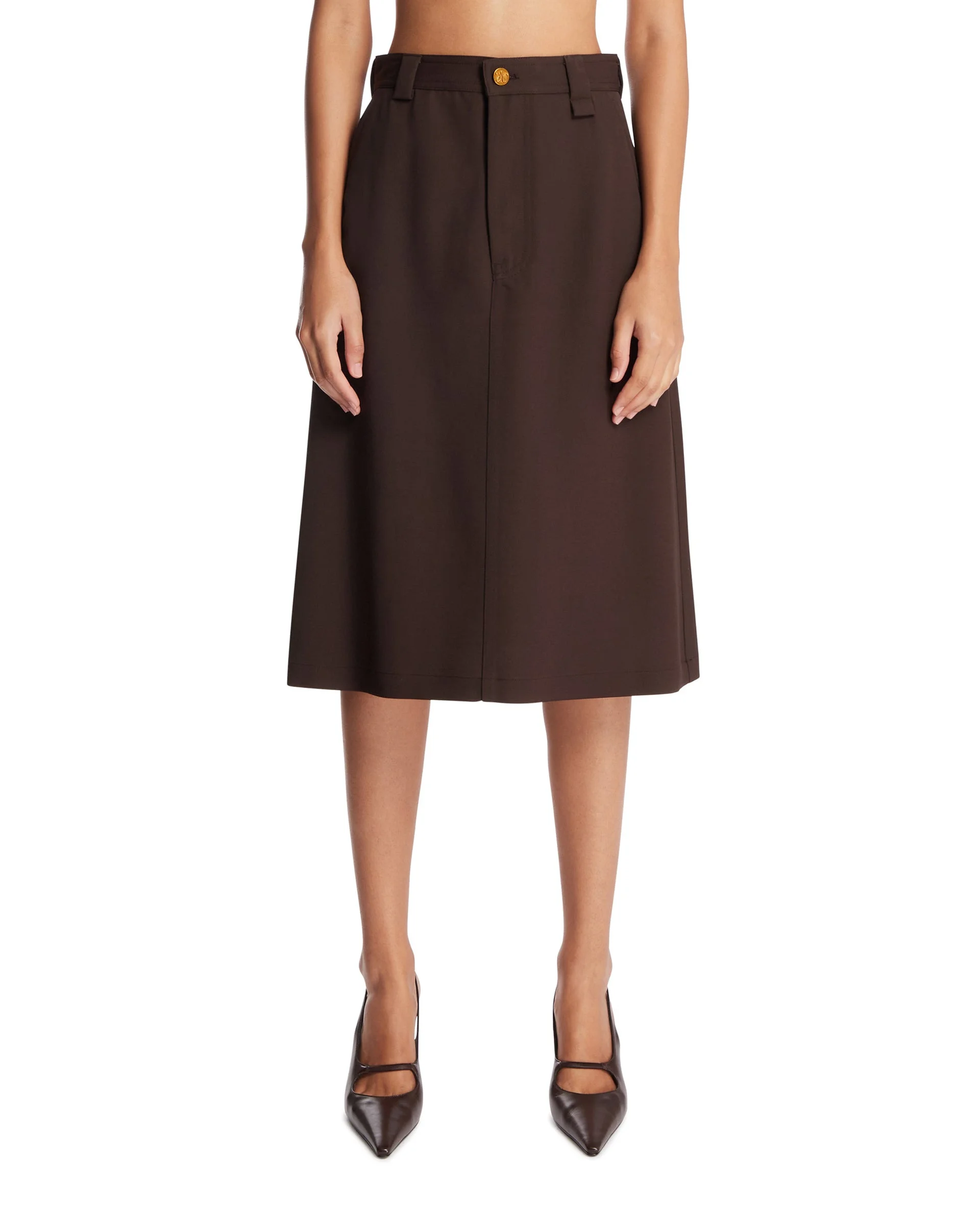 Brown Uniform Wool Skirt - 1