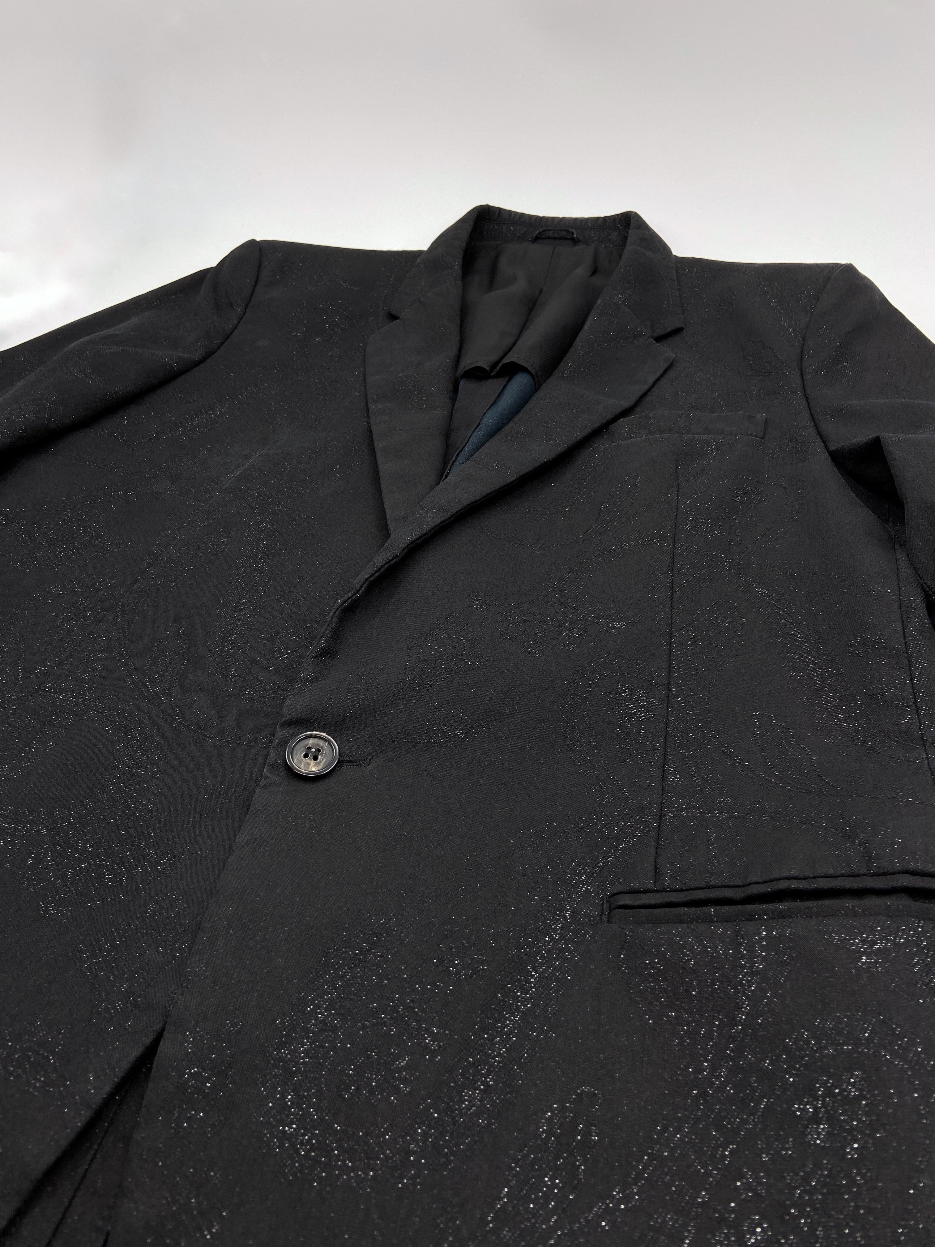 Maison Martin Margiela Spring 2006 Black Floral Lamé Cotton Blazer 50 - 6