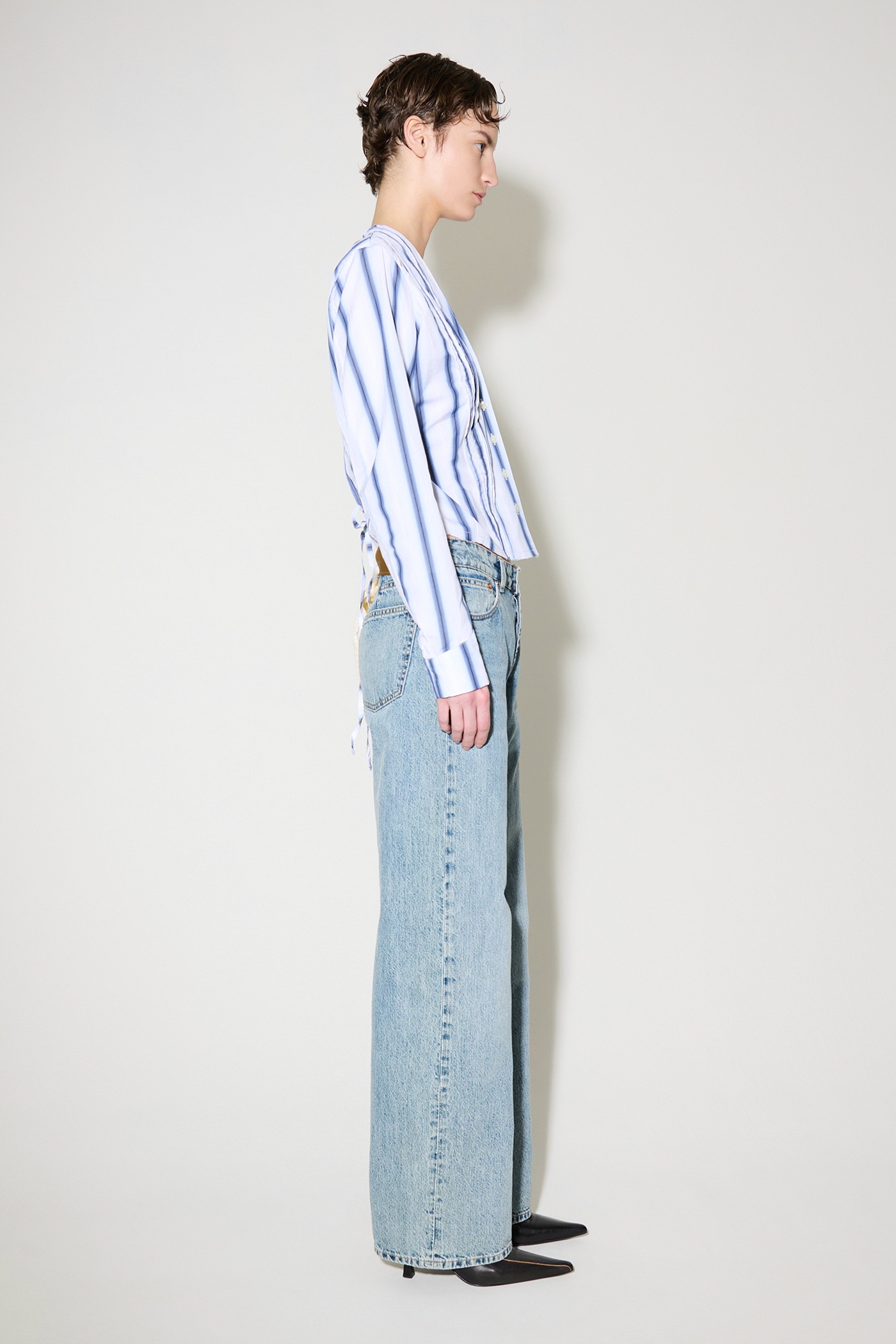 Pleated Shirt Blue Crypto Stripe - 3