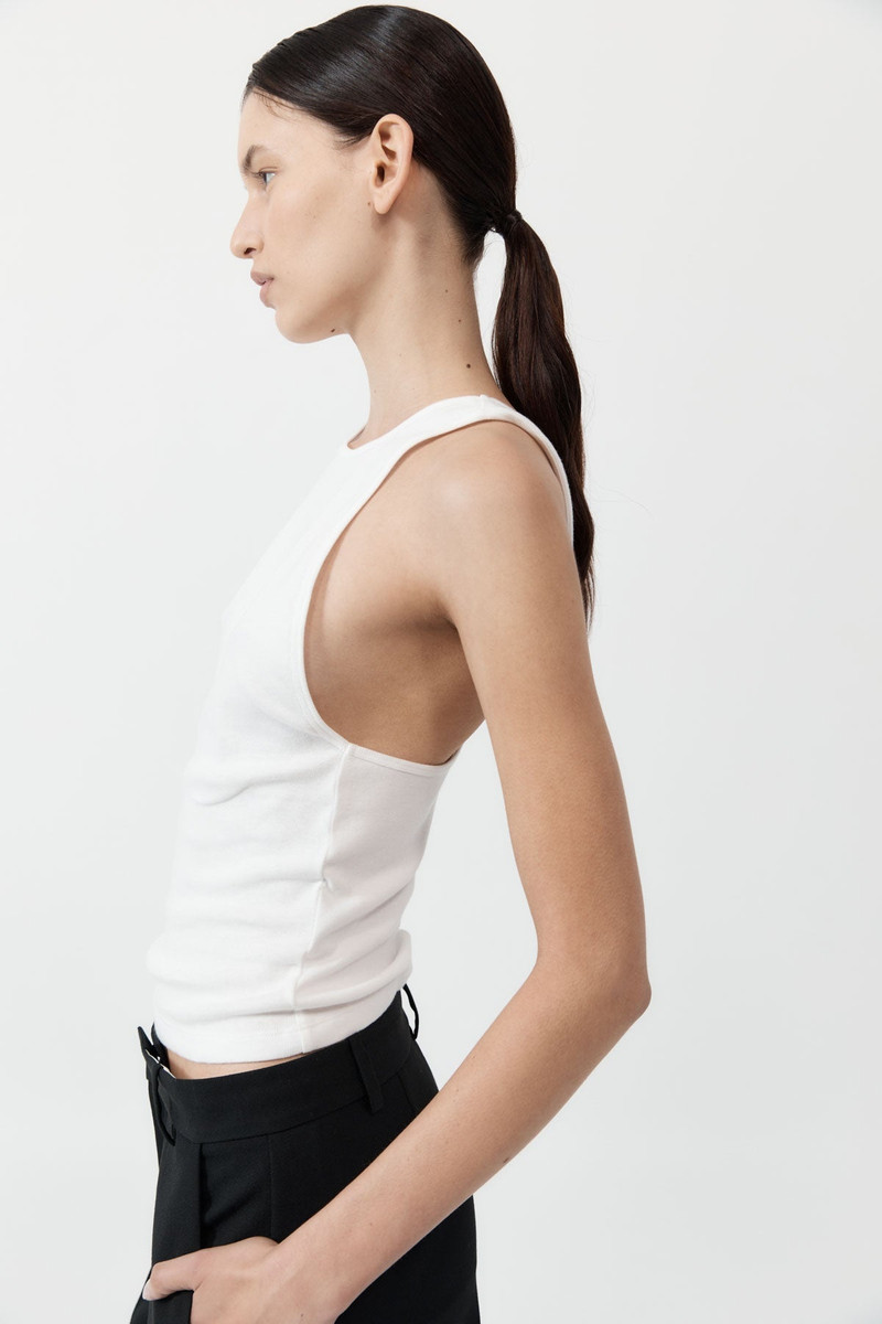 Organic Cotton V Back Tank - White 4