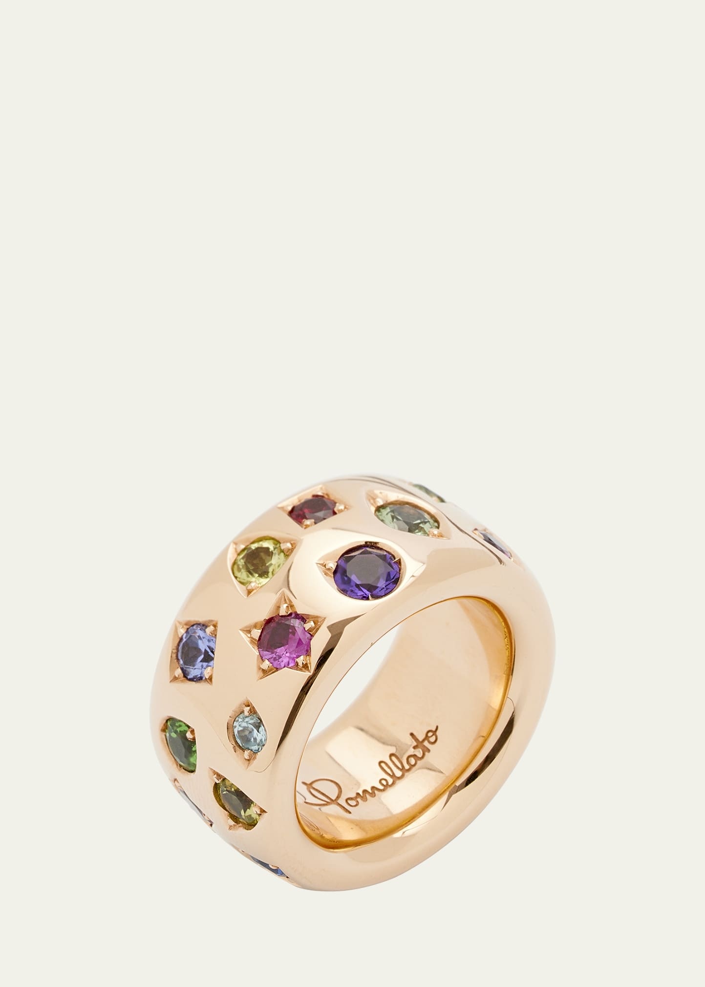 Iconica Maxi 18K Rose Gold Ring with Multicolor Gemstones - 3