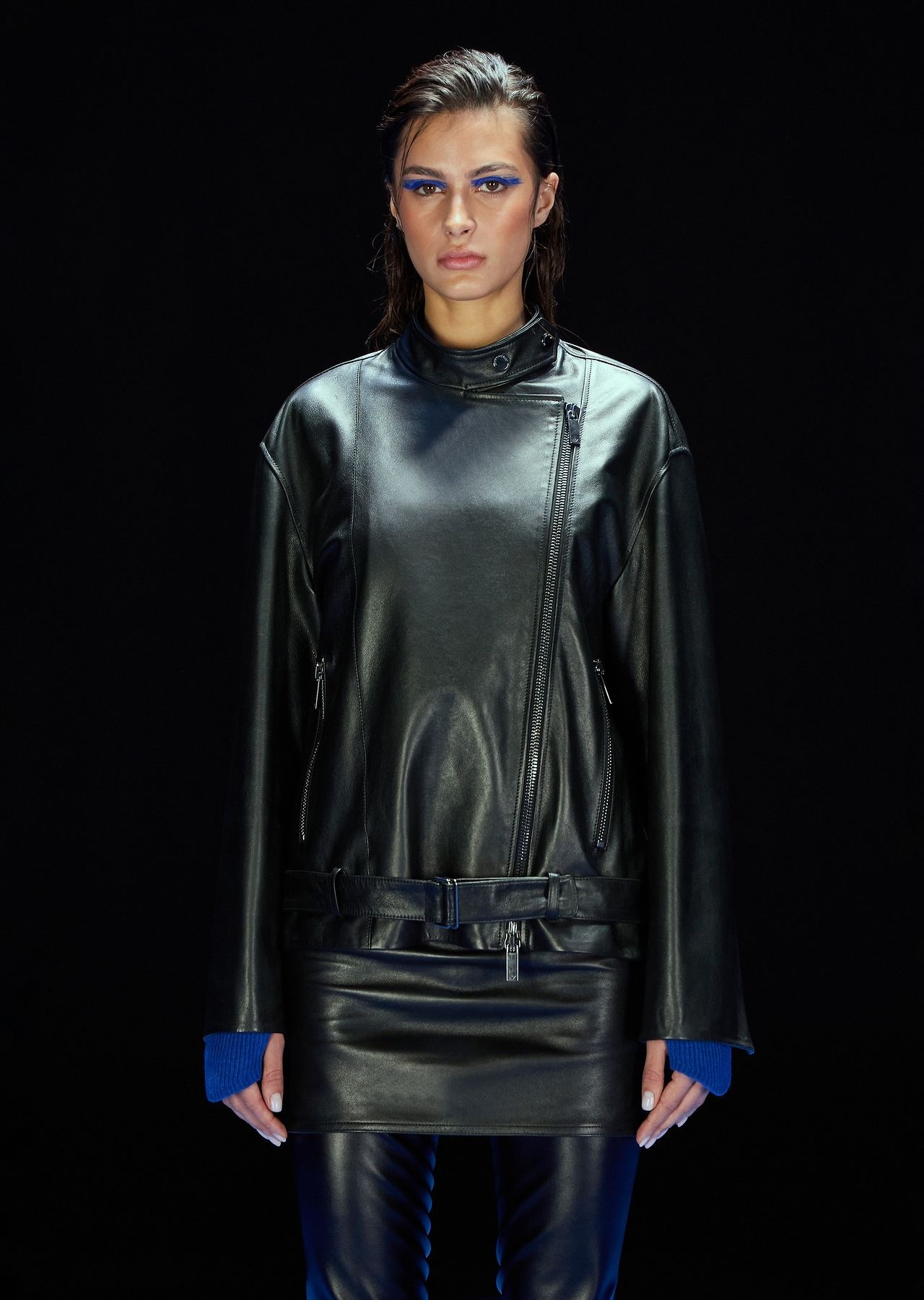 ASV Black Blue capsule collection oversized jacket in vegetable-tanned nappa lambskin - 2