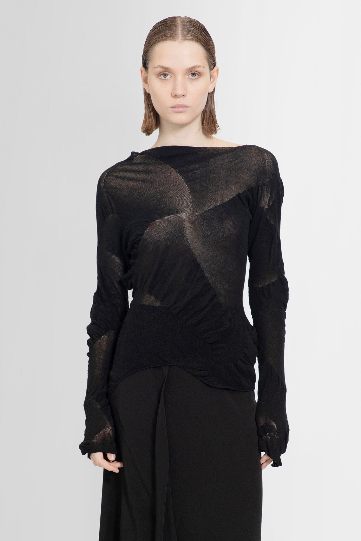 YOHJI YAMAMOTO WOMAN BLACK KNITWEAR - 1