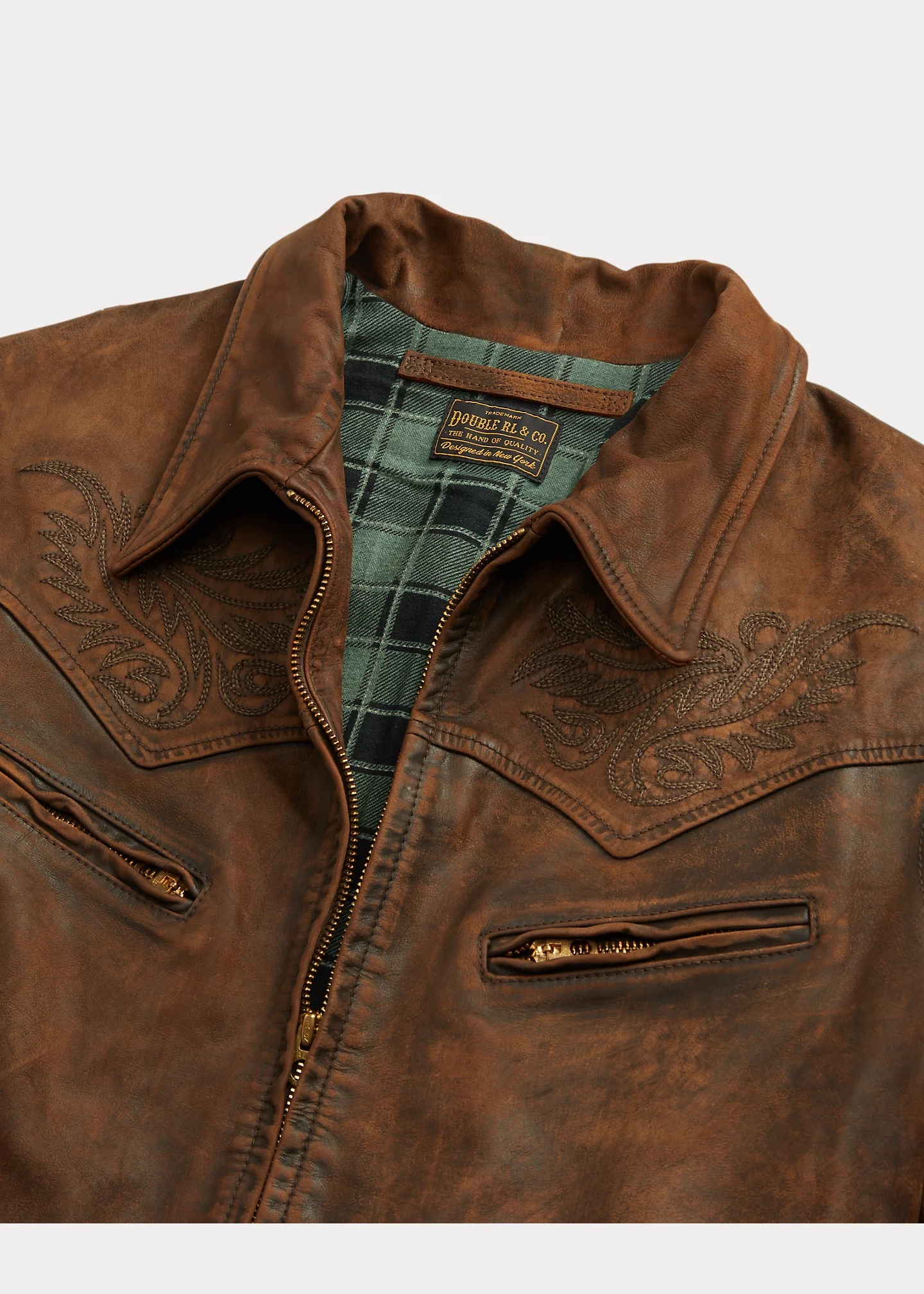 Embroidered Leather Jacket - 3