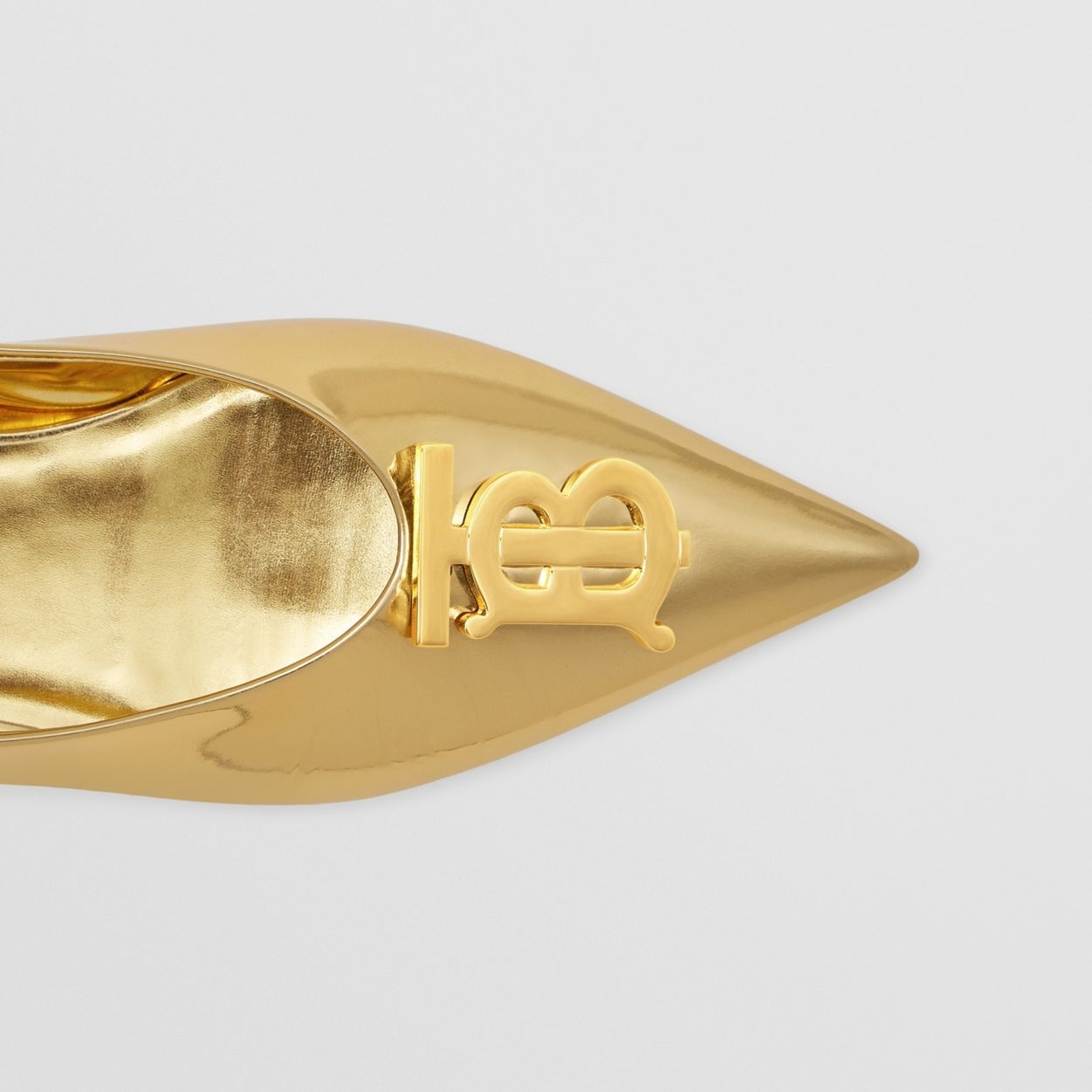 Monogram Motif Metallic Leather Point-toe Ballerinas - 2