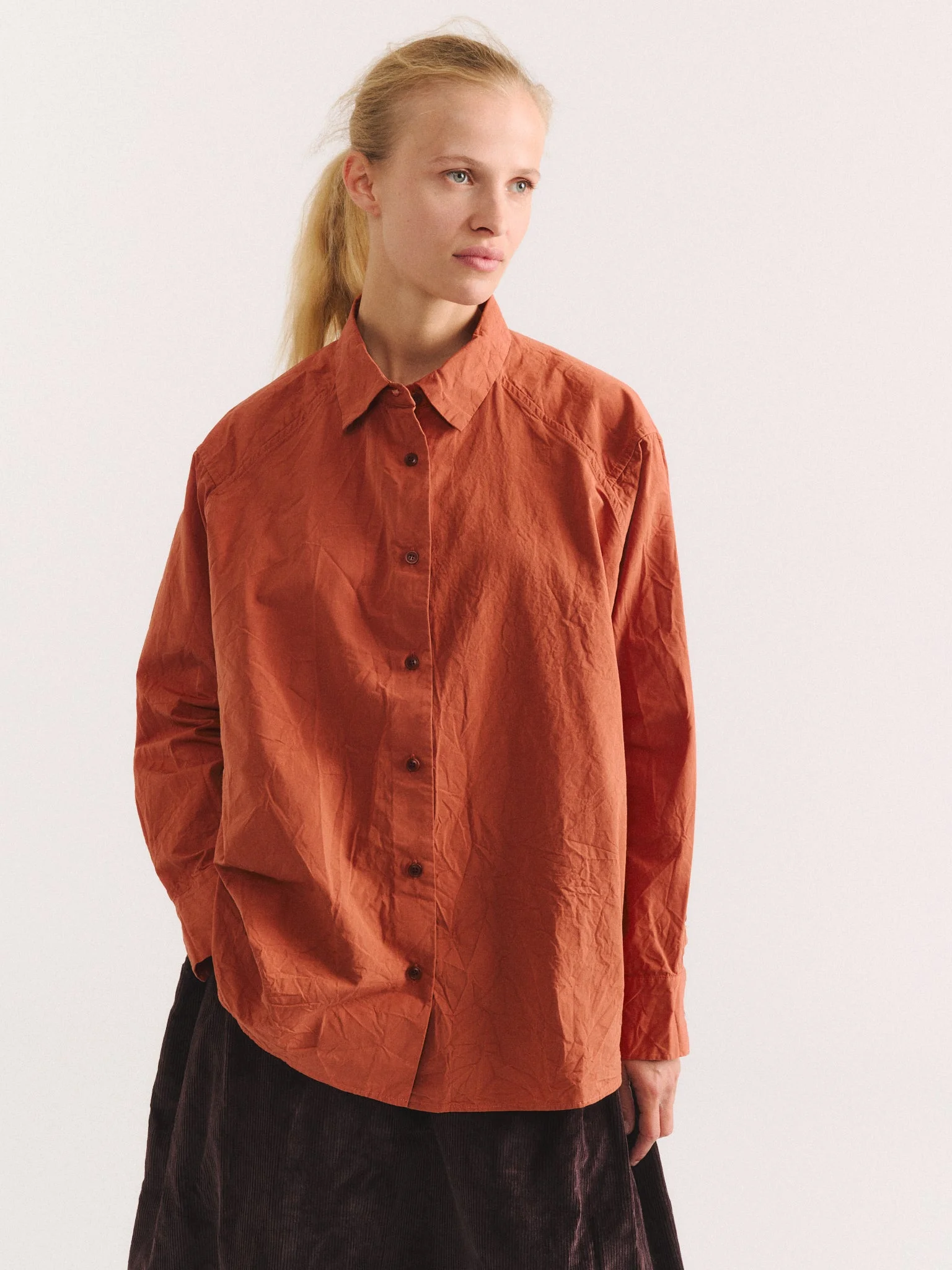 DRAYS TRAVAIL SHIRT - PAPER COT - BRICK - 1