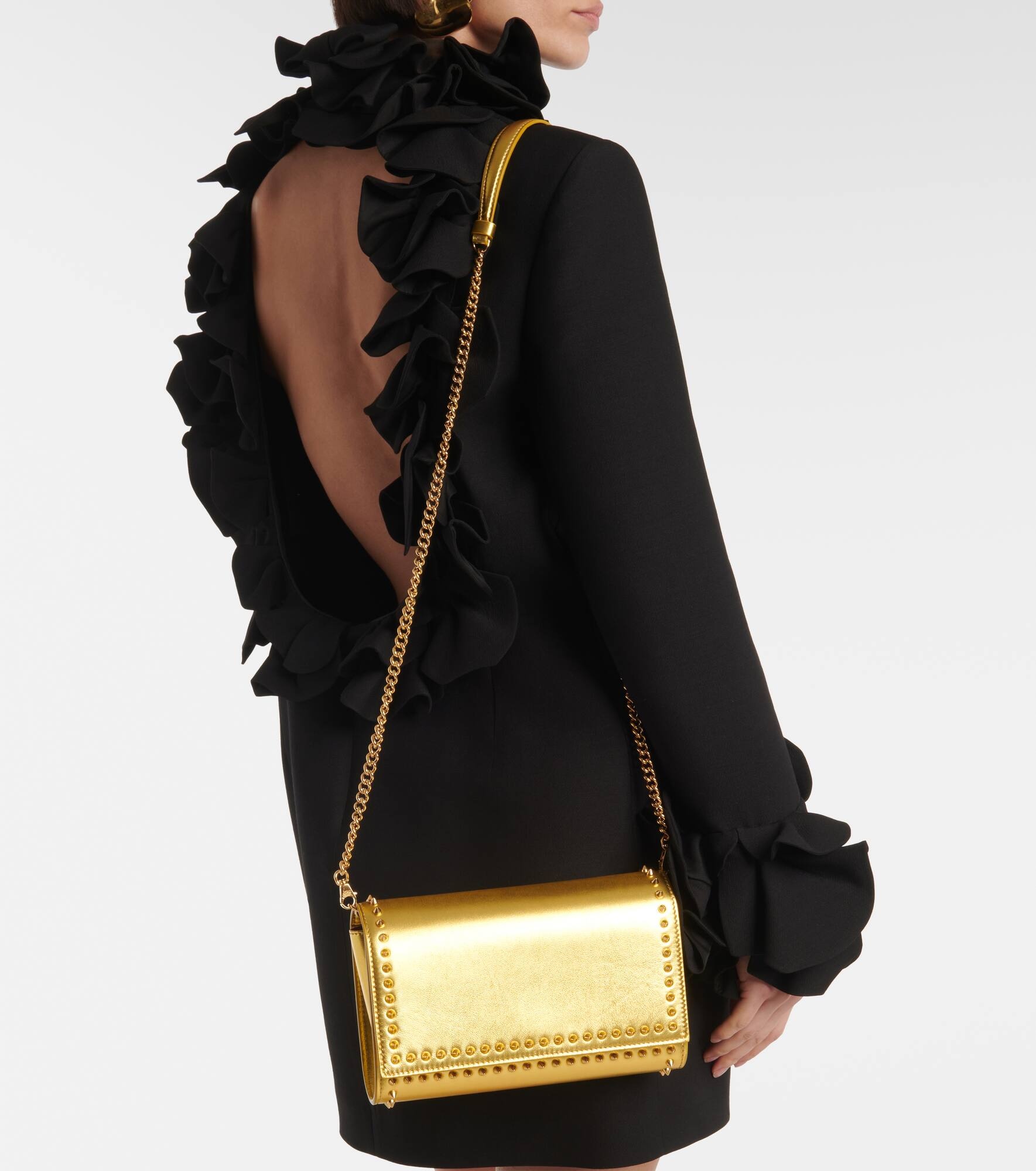 Paloma spiked metallic leather clutch - 6