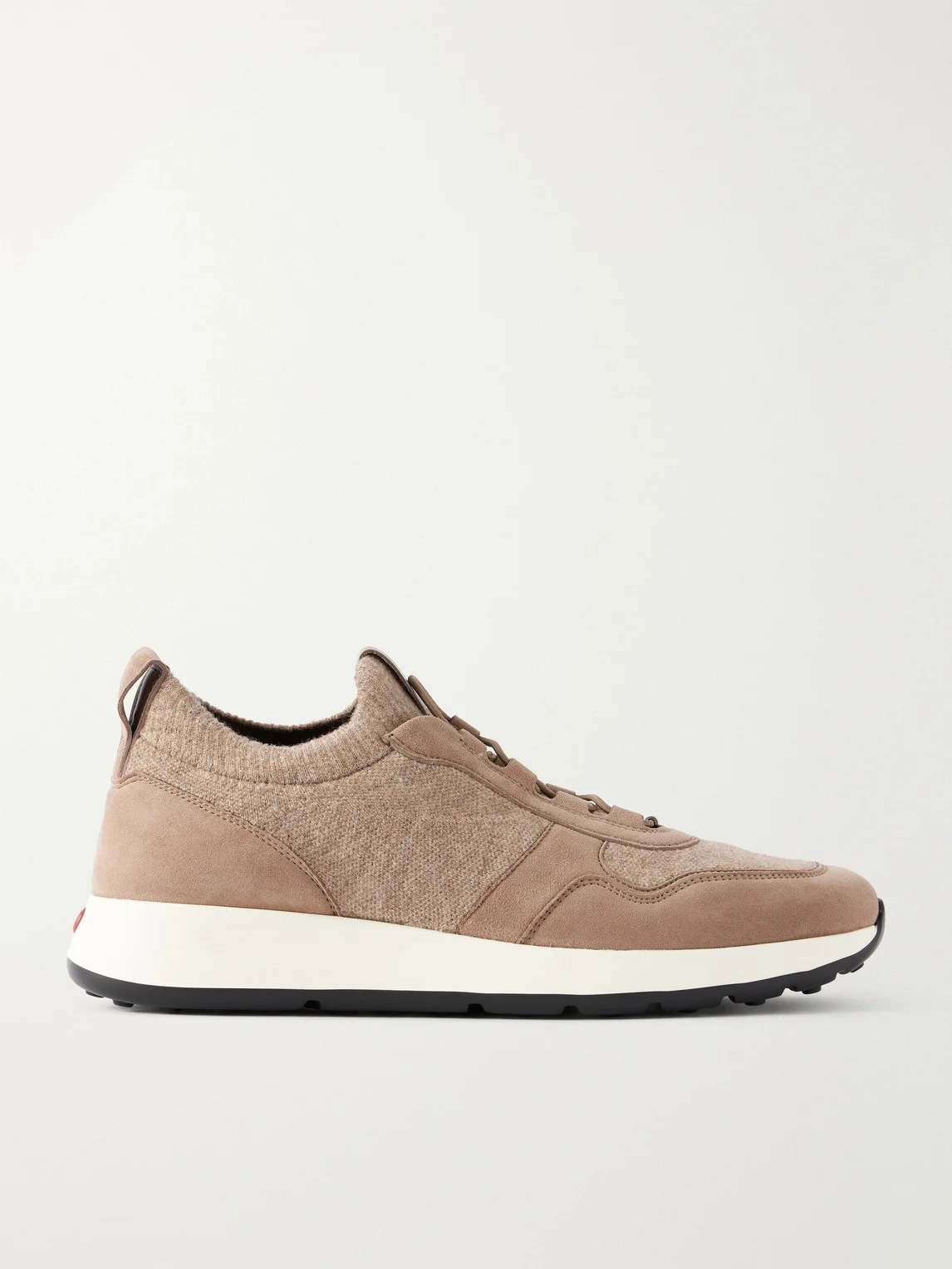 Suede-Trimmed Wool-Knit Sneakers - 1