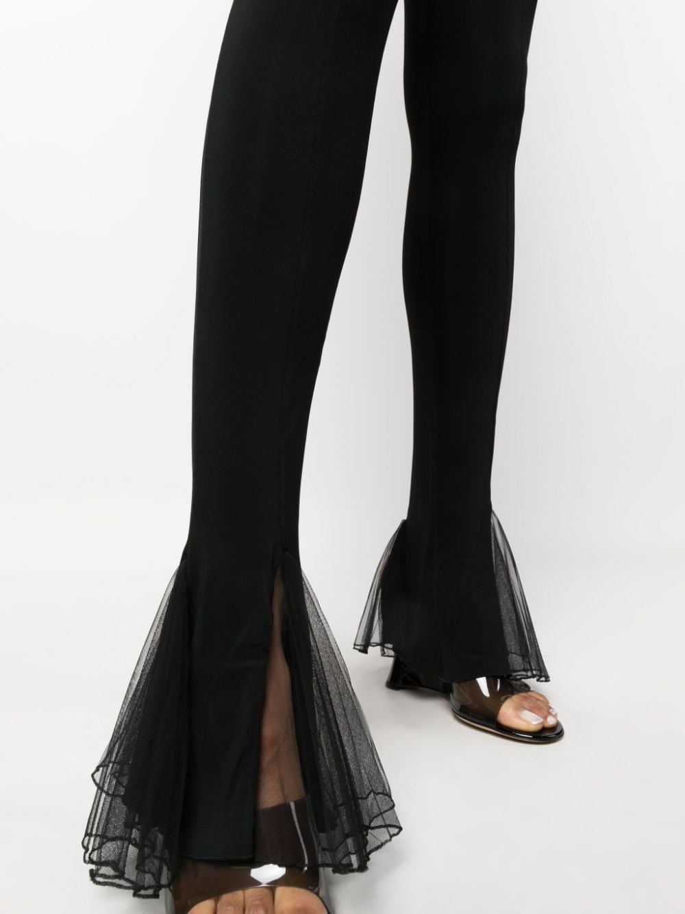 tulle-detail flared trousers - 5