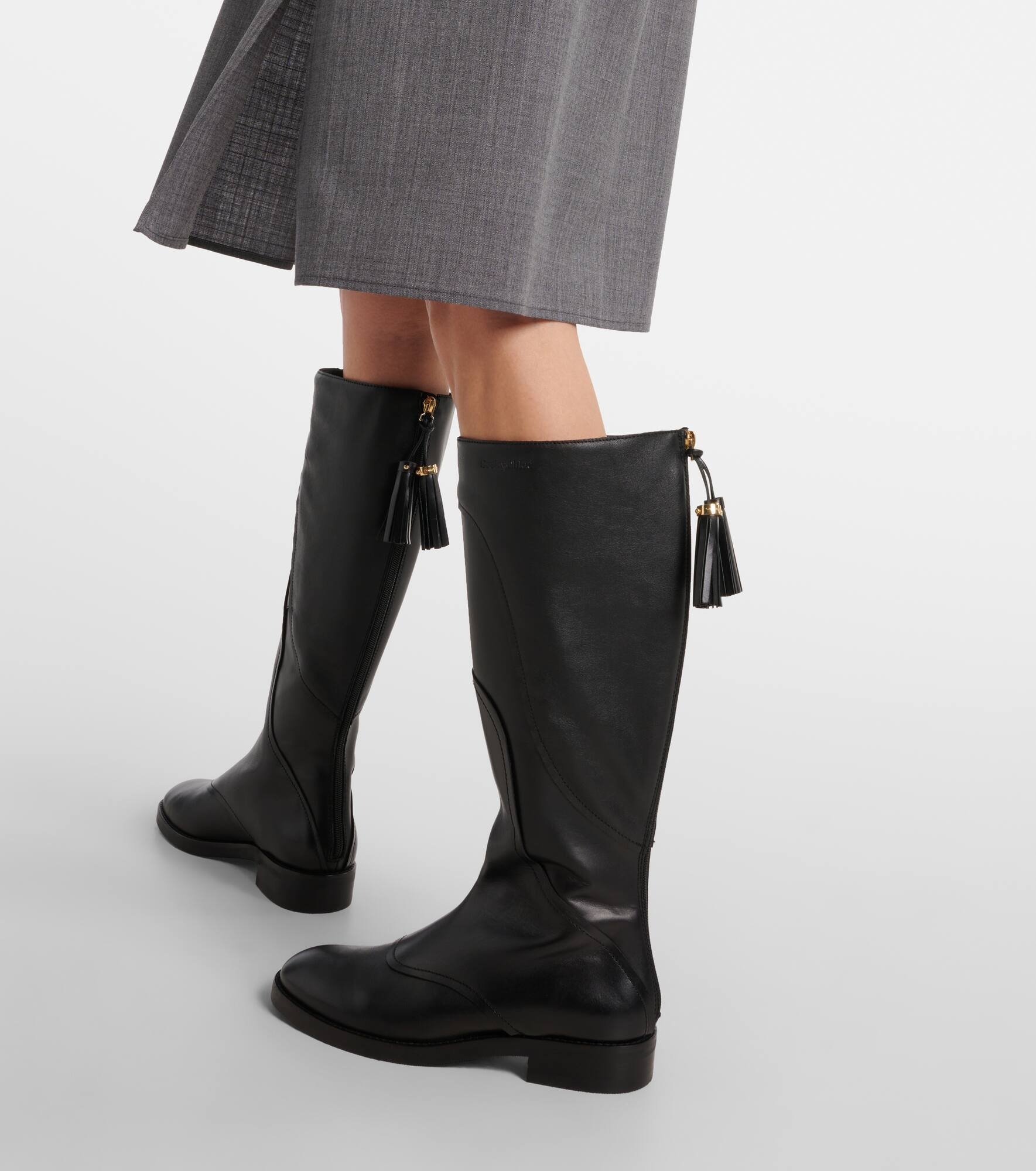 Tassel leather knee-high boots - 7