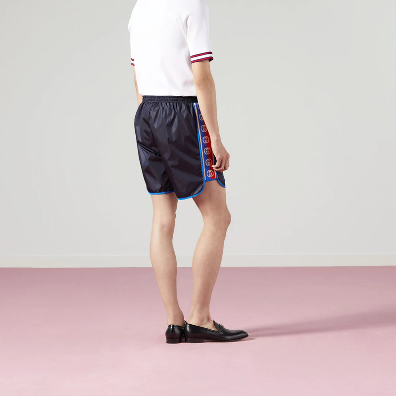 Nylon swim shorts with logo stripe 6