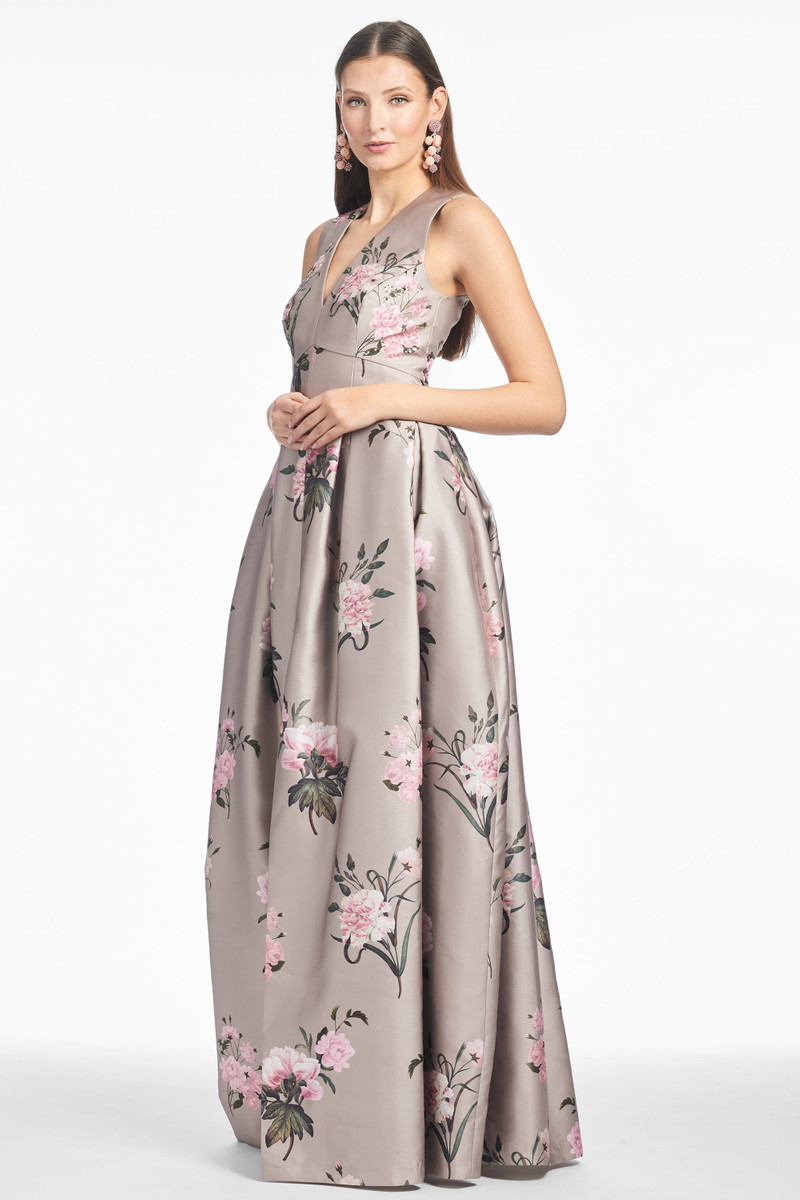 EMBELLISHED BROOKE GOWN - PEWTER ENGLISH ROSE - 1