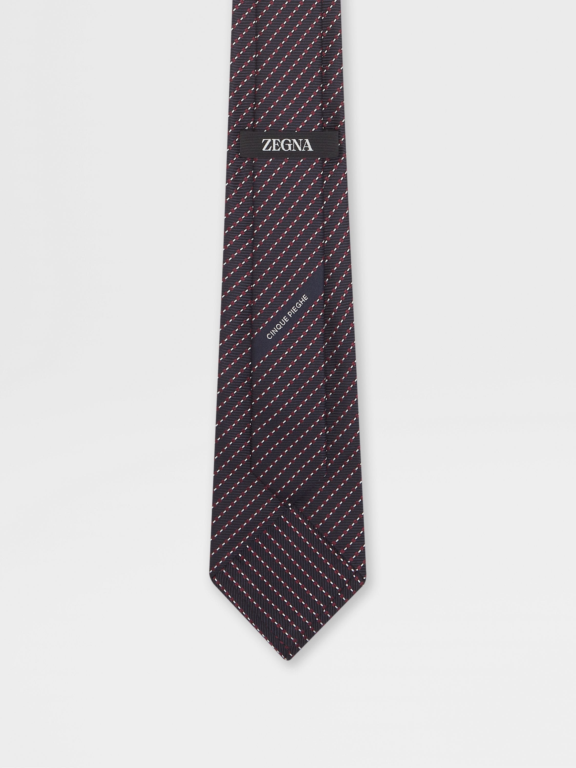 DARK BLUE CINQUE PIEGHE SILK TIE - 3
