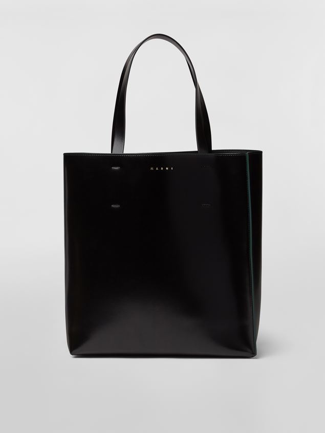 MUSEO SHOPPING BAG IN SMOOTH SHINY BLACK CALFSKIN LEATHER - 1