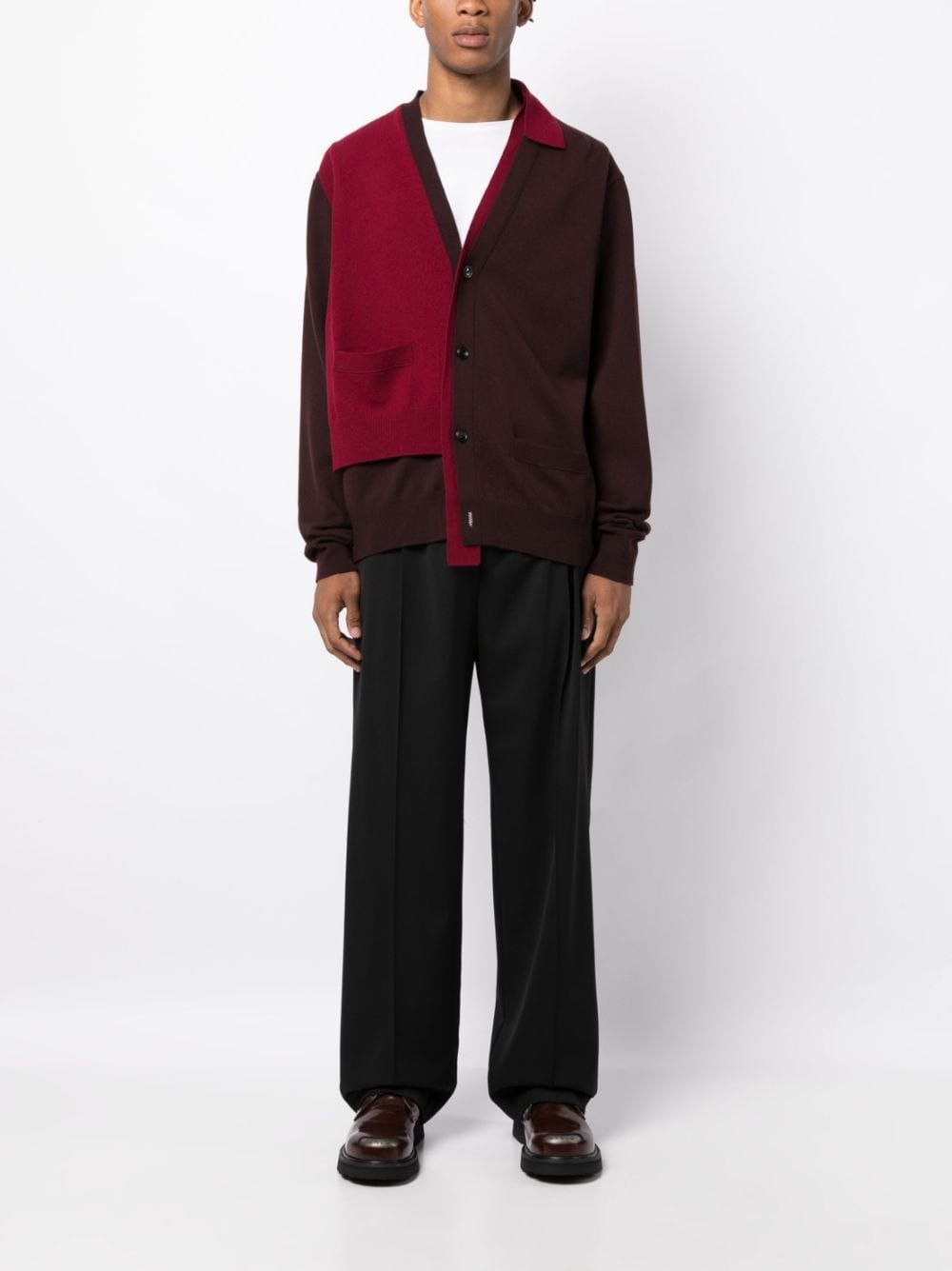 asymmetric wool cardigan - 2