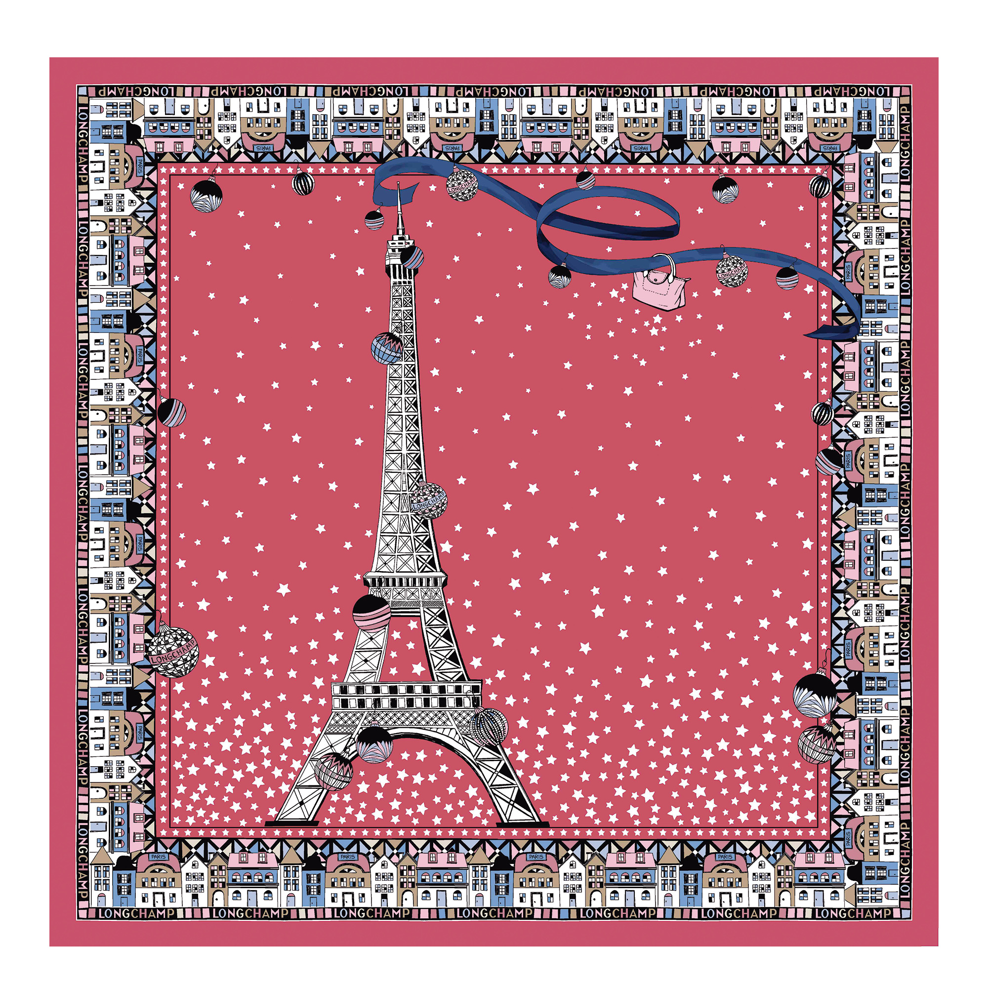 Tour Eiffel Noël Longchamp Silk scarf 50 Grenadine - Silk - 1