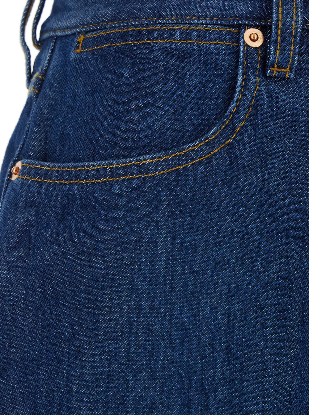 Gucci Women Blue Jeans With Logo Patch On The Rear And Wide Leg In Denim Woman - 3