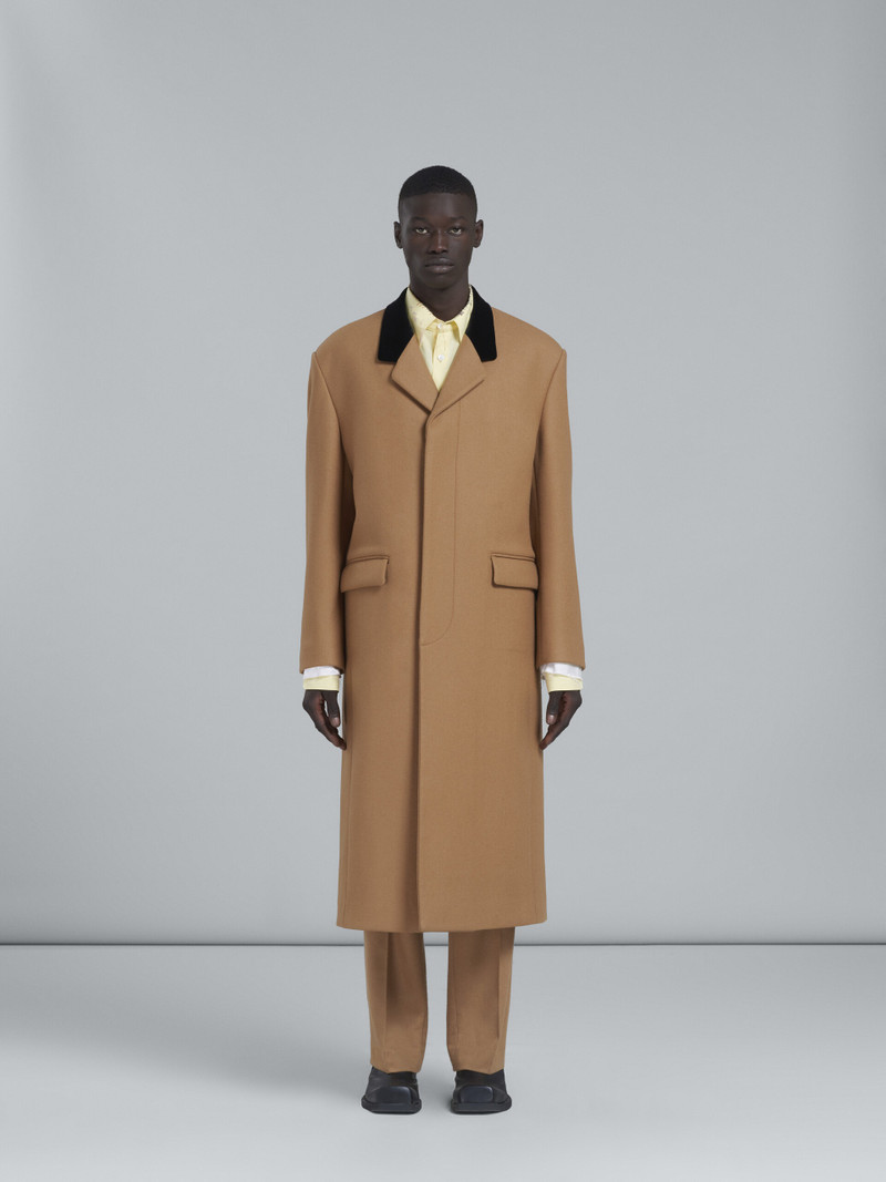 Marni BROWN WOOL COAT WITH VELVET COLLAR outlook