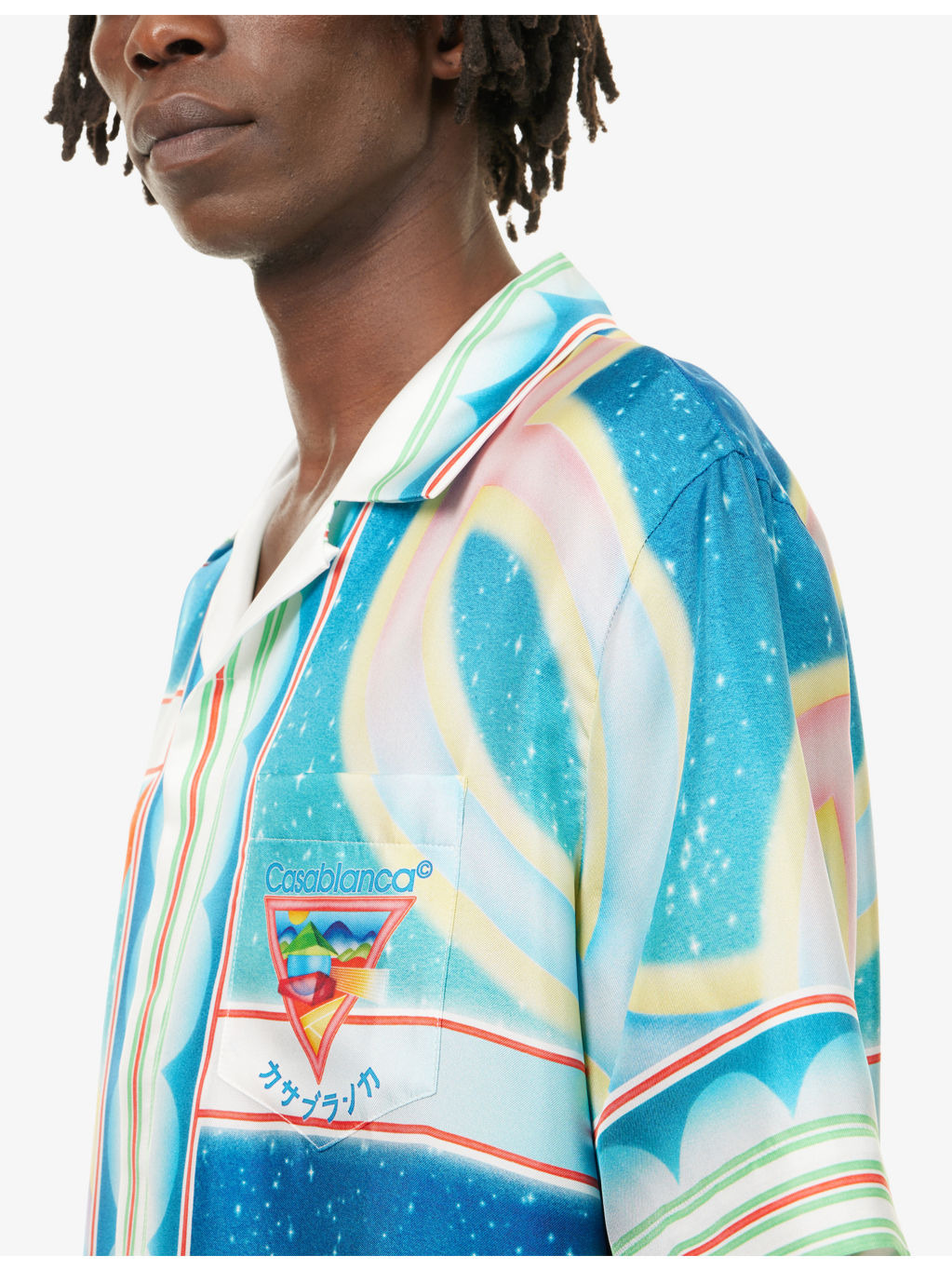Cuban-Collar Logo Silk Shirt - 5