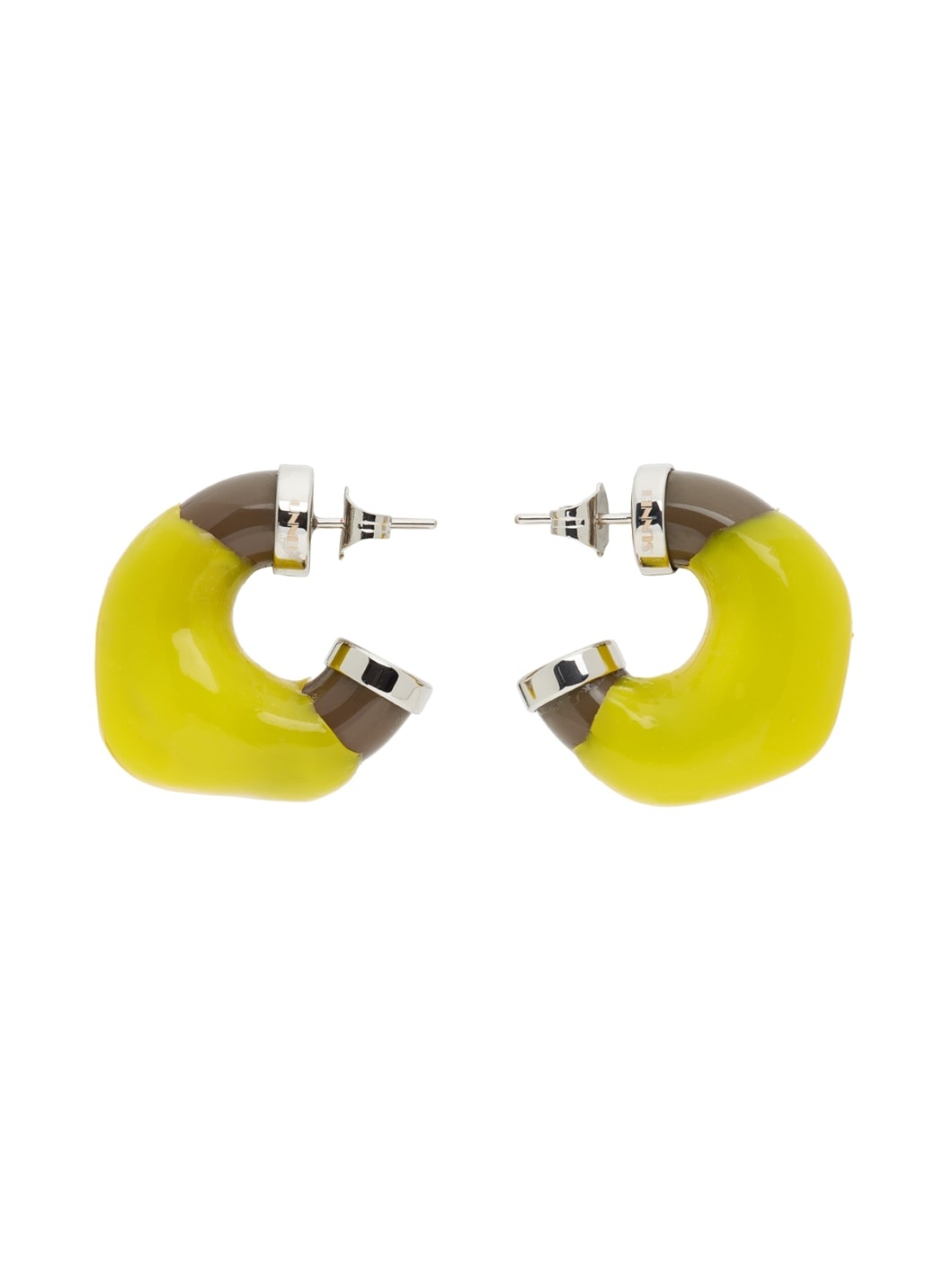 Yellow & Green Rubberized Earrings - 1