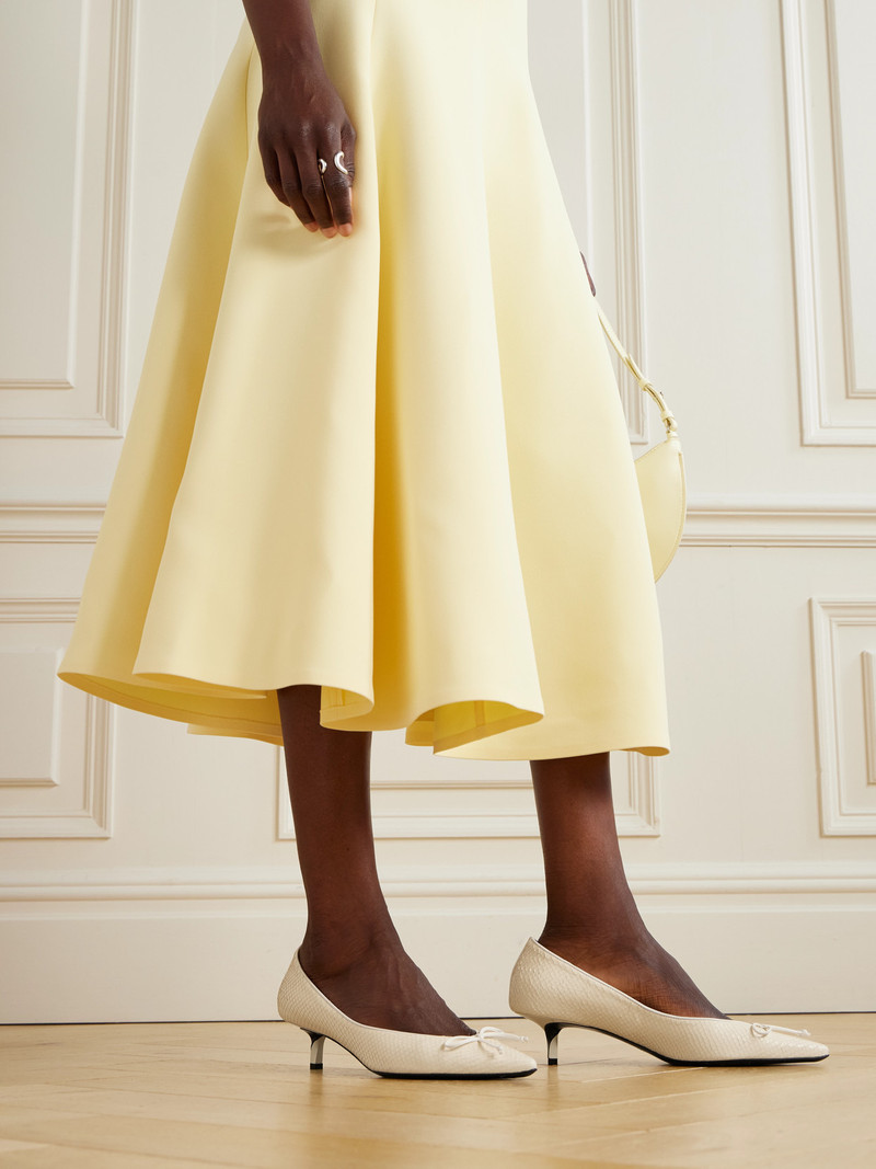 JACQUEMUS Tourni Bow-detailed Snake-effect Leather Pumps outlook