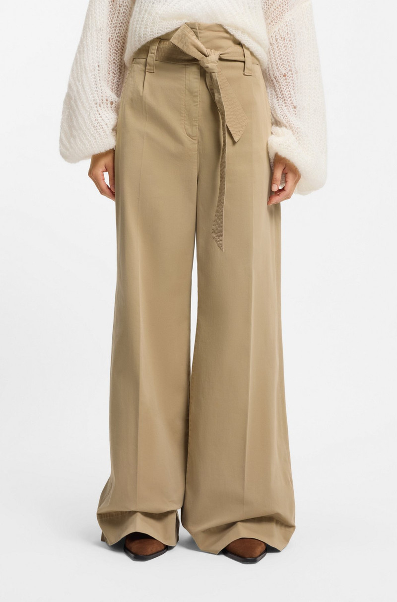 BELTED WIDE-LEG PANTS IN STRETCH-COTTON TWILL 2