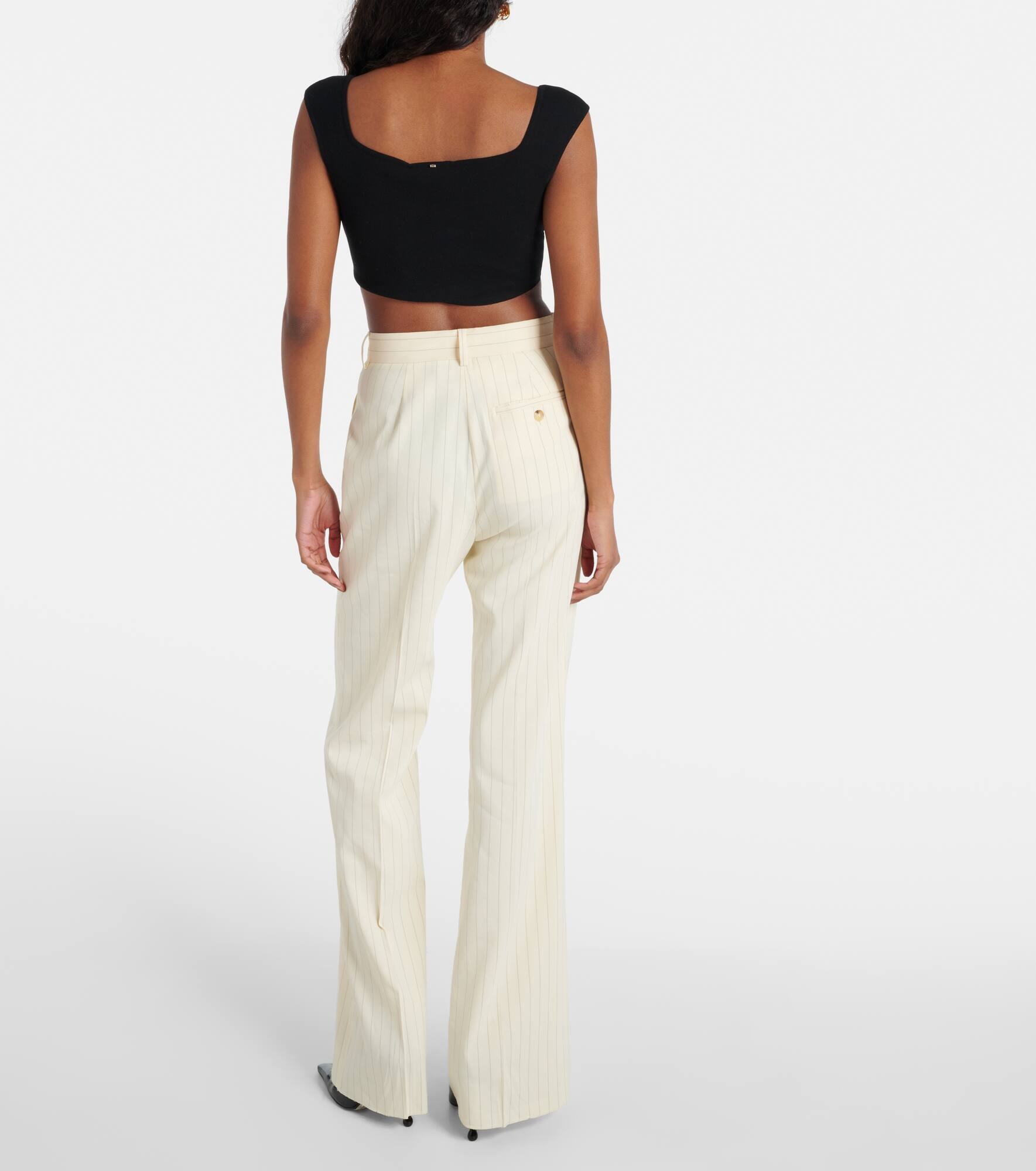 Tritone pinstripe canvas flared pants - 3