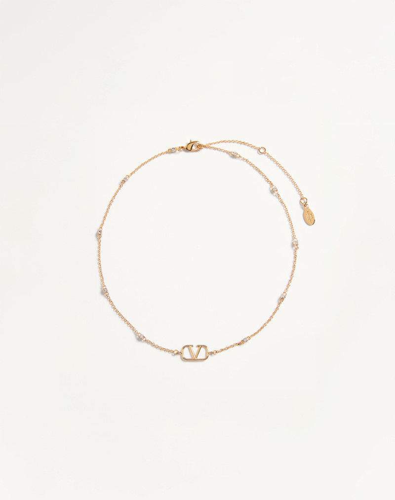 MINI VLOGO SIGNATURE NECKLACE IN METAL AND SWAROVSKI® CRYSTALS 1