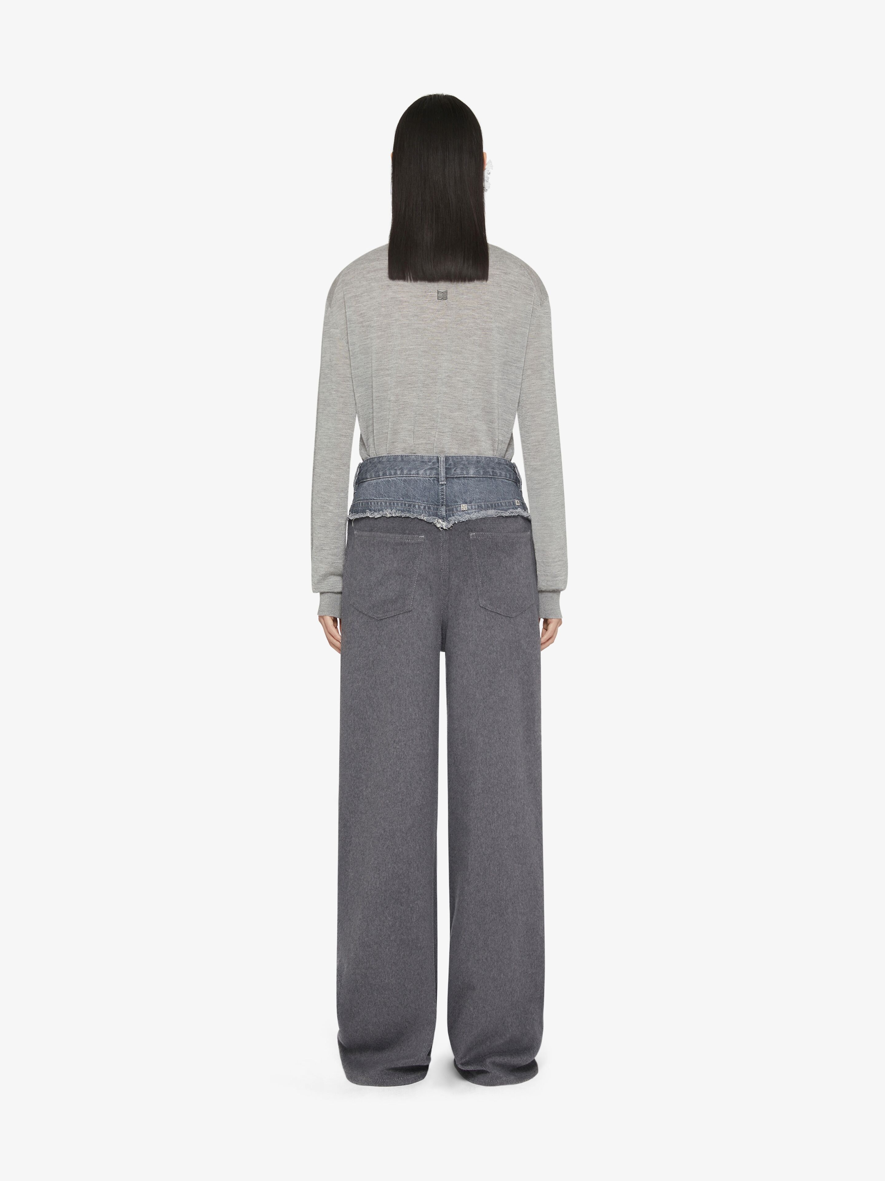 OVERSIZED JEANS IN MIXED DENIM AND FLANNEL - 4