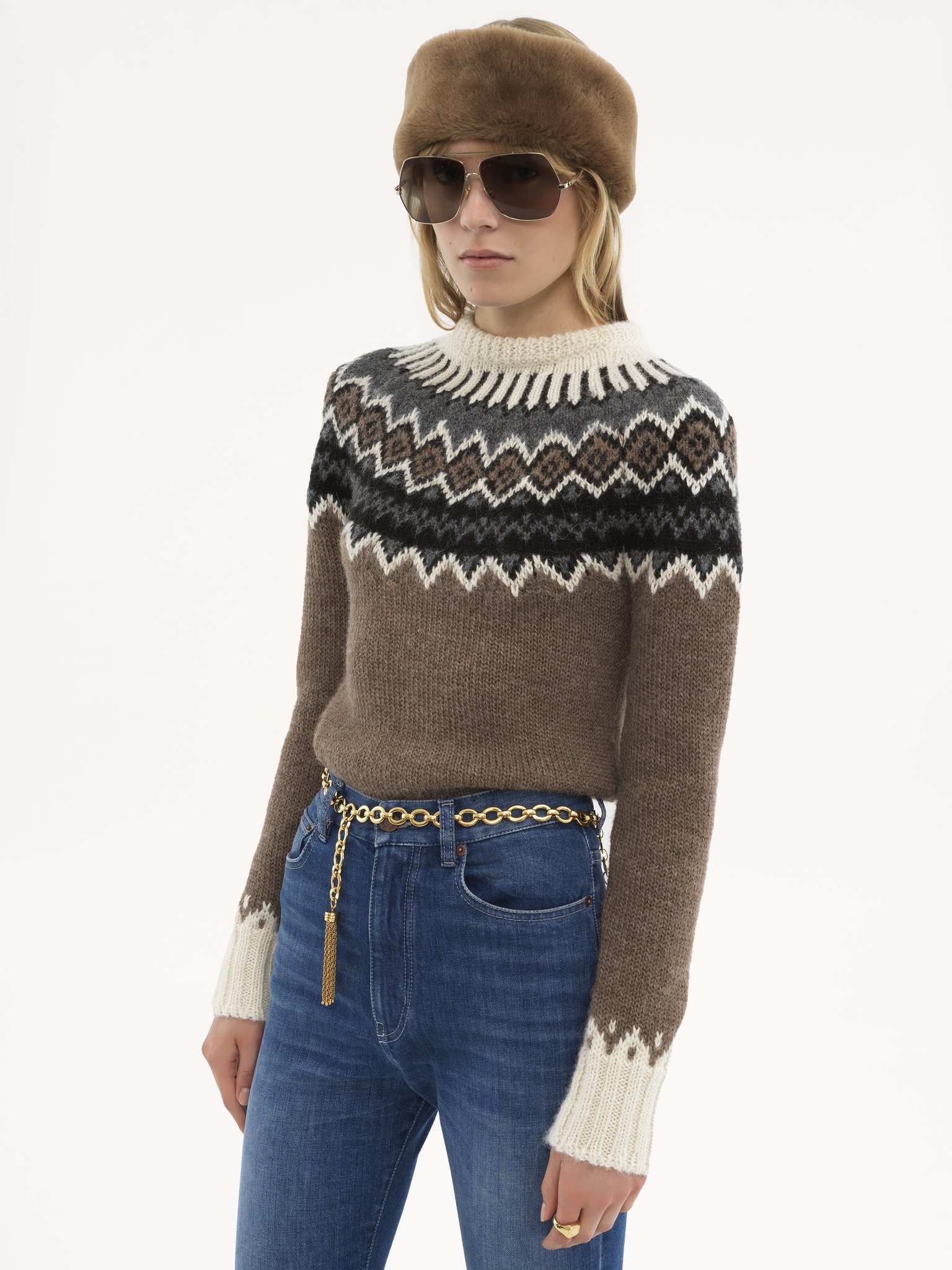 MOCK-NECK FITTED SWEATER IN FAIR ISLE WOOL KNIT - 4