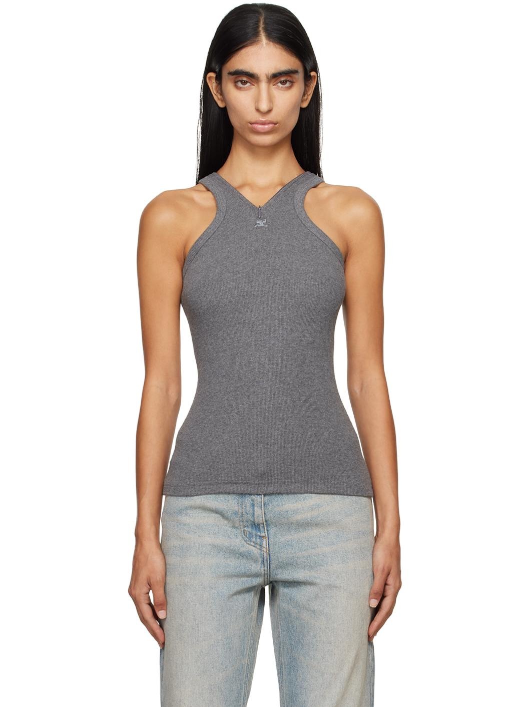 Gray Criss Cross 90's Tank Top - 1
