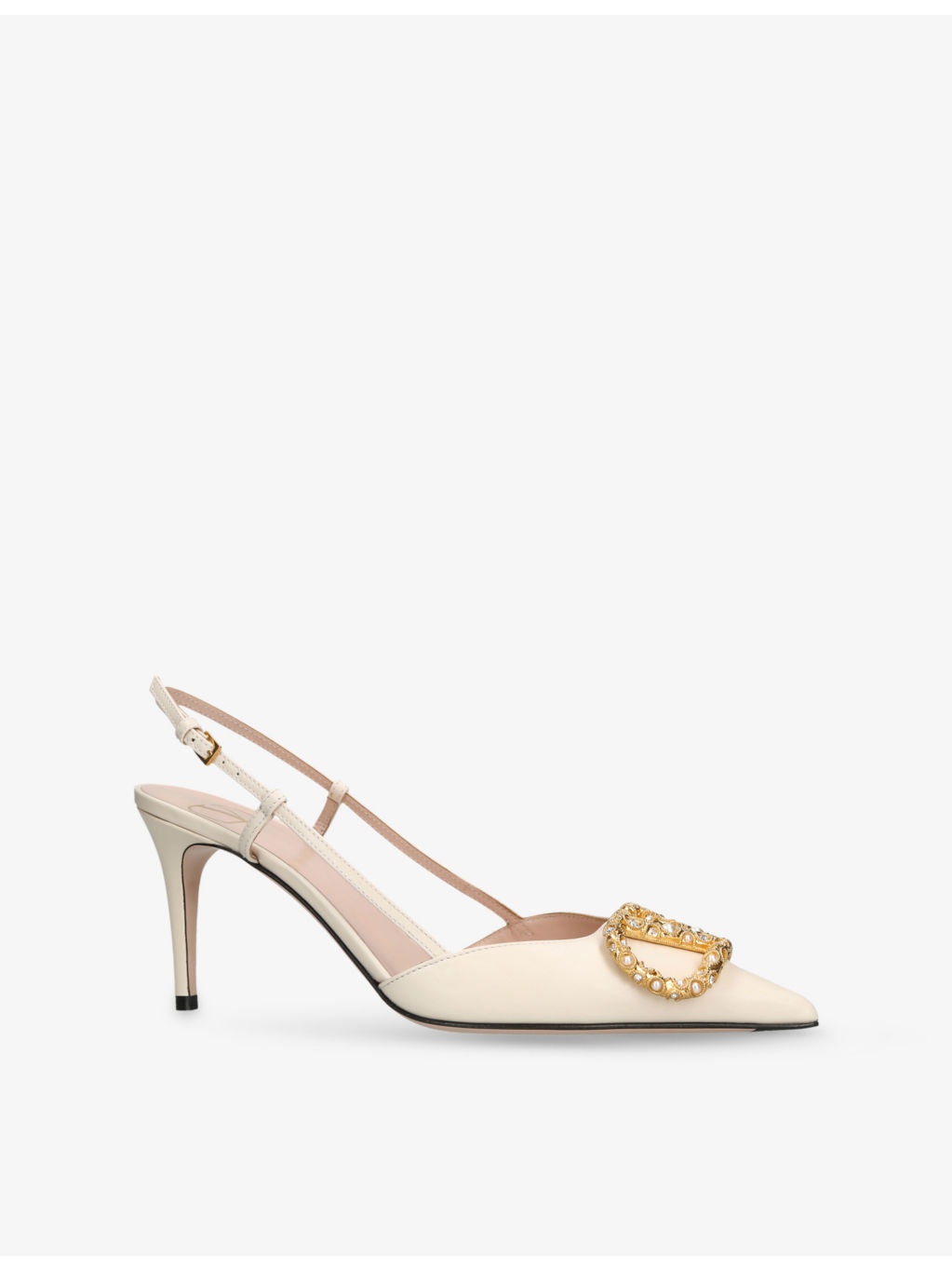 Vlogo 80 Crystal-Embellished Leather Slingback Courts - 3