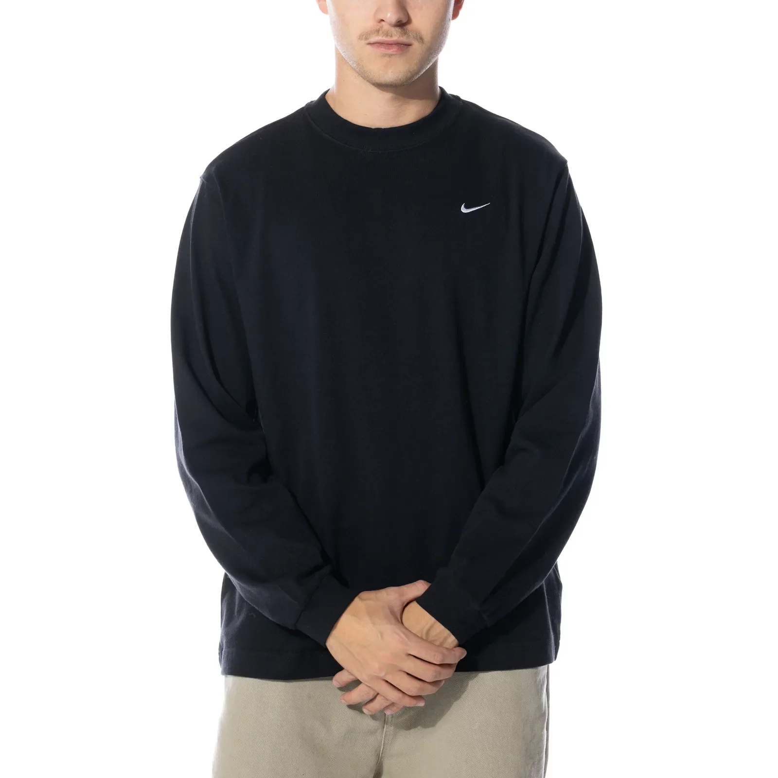 Solo Swoosh Fleece Crew "Black" - 1