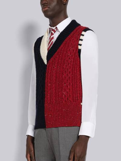Thom Browne Fun-Mix Cables Donegal 4-Bar Vest outlook