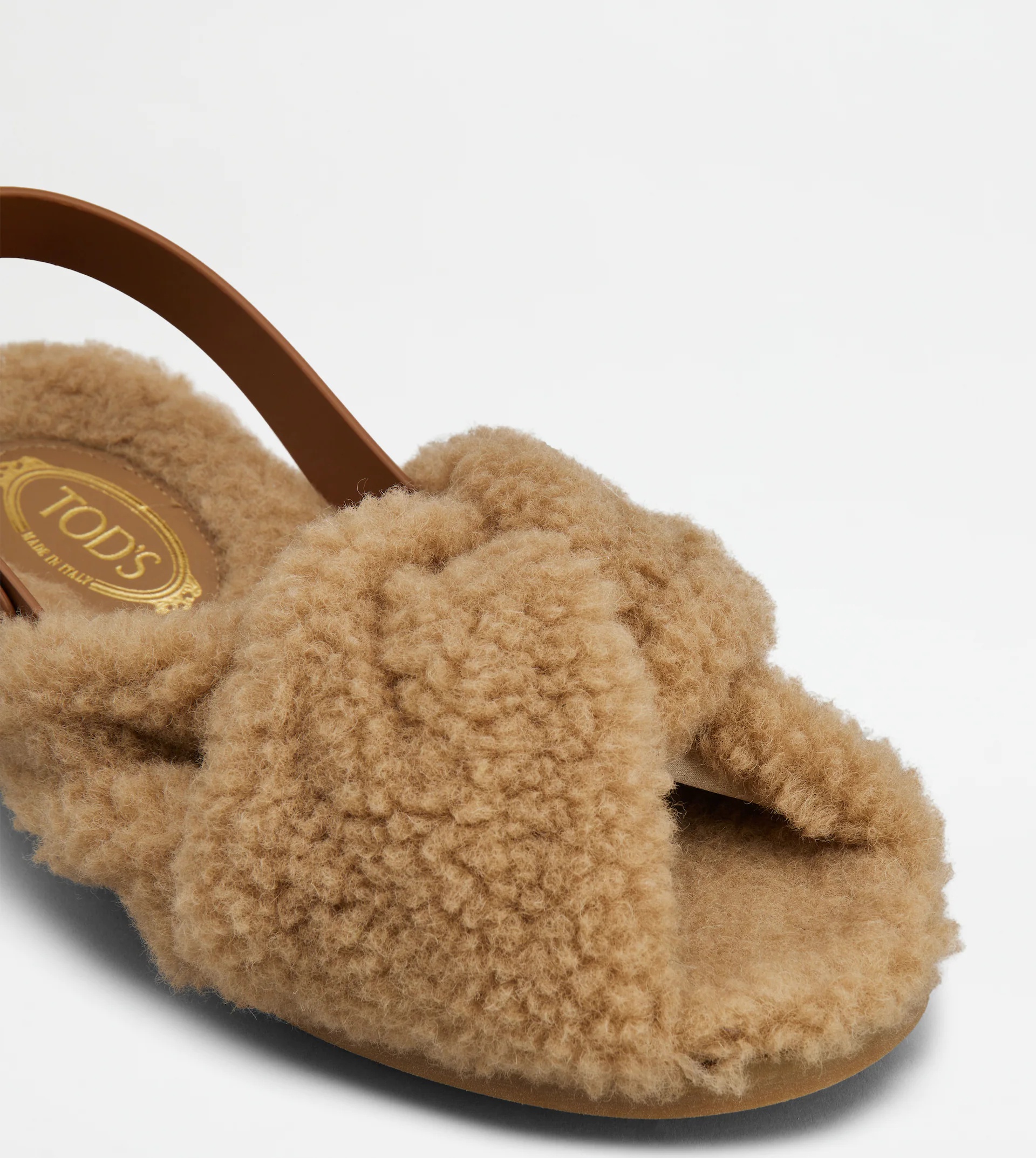 SANDALS IN LEATHER AND WOOL - BROWN - 4