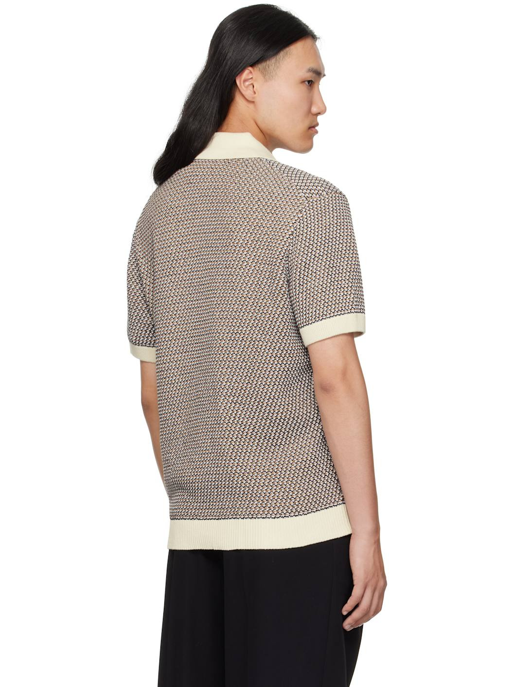 Beige Regular-Fit Knit Cotton Shirt - 3