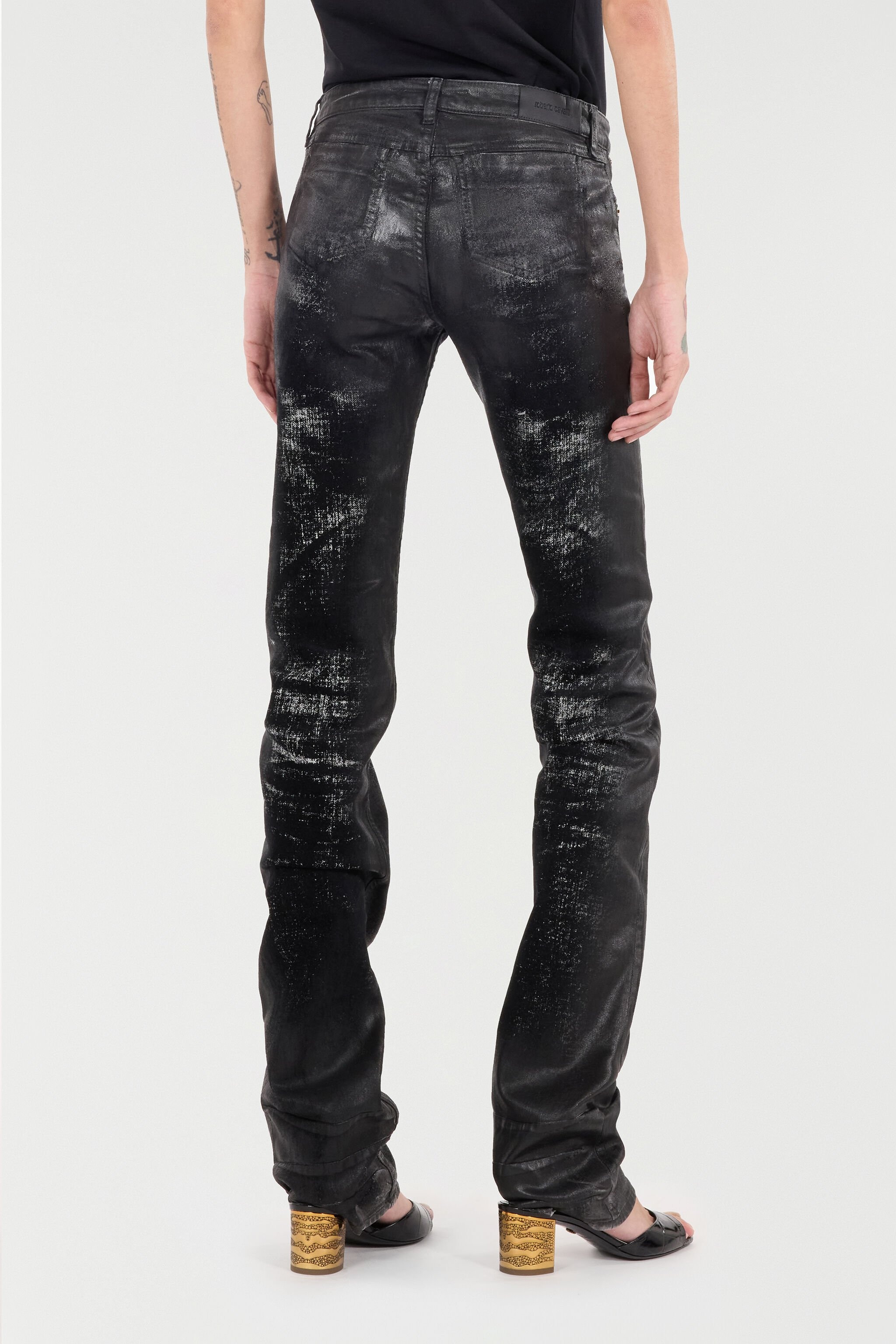 Distressed-Effect Python Skin Jeans - 4