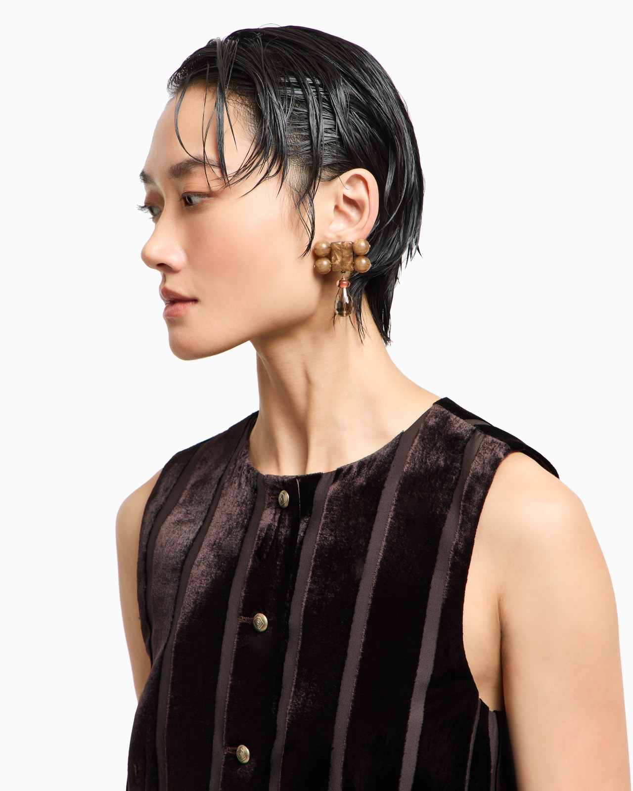 SINGLE-BREASTED WAISTCOAT IN DEVORÉ-STRIPED CORDUROY - 5
