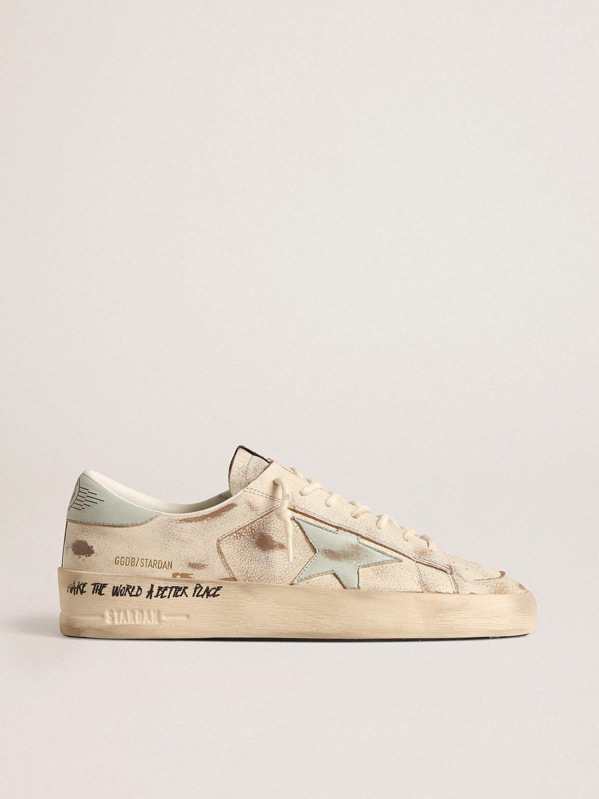 Golden Goose Stardan LTD with aqua-green nappa leather star and