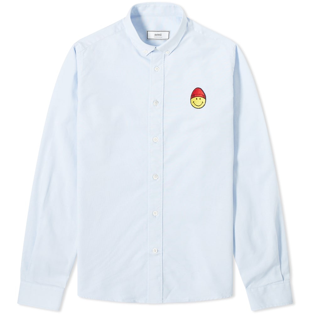 AMI Smiley Button Down Oxford Shirt - 1