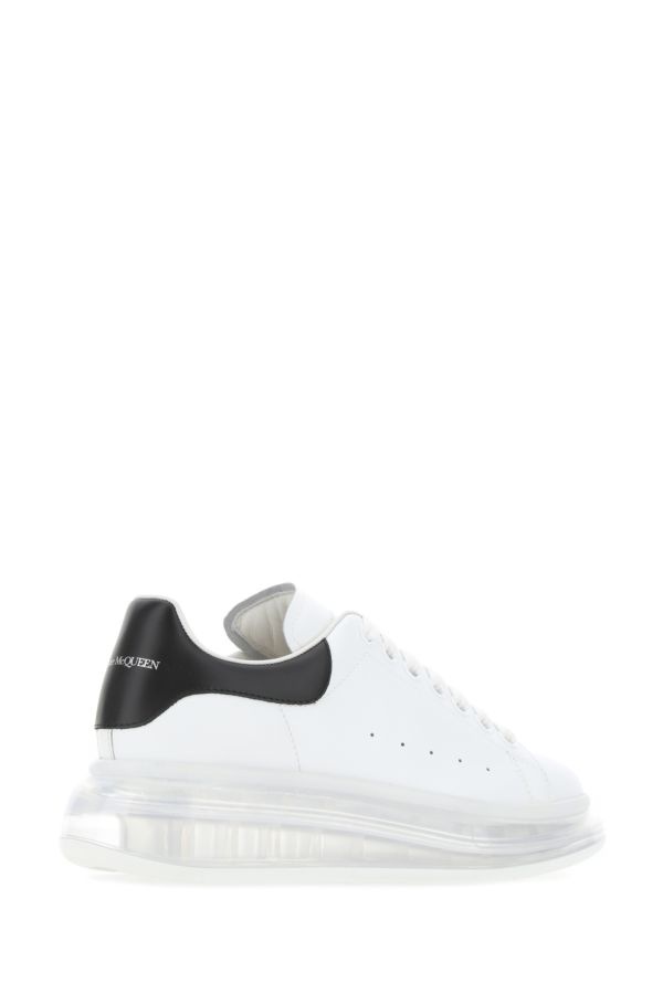 White leather sneakers with black leather heel - 3