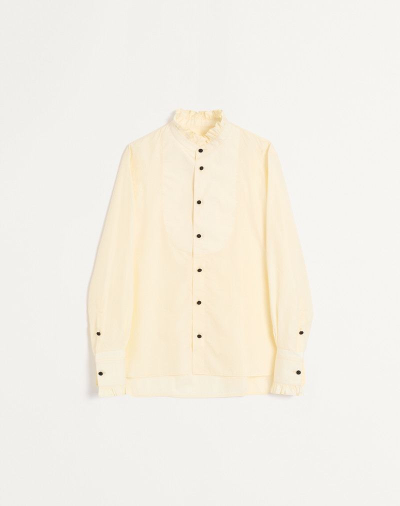 COTTON POPLIN SHIRT WITH PLASTRON AND RUFFLES 1