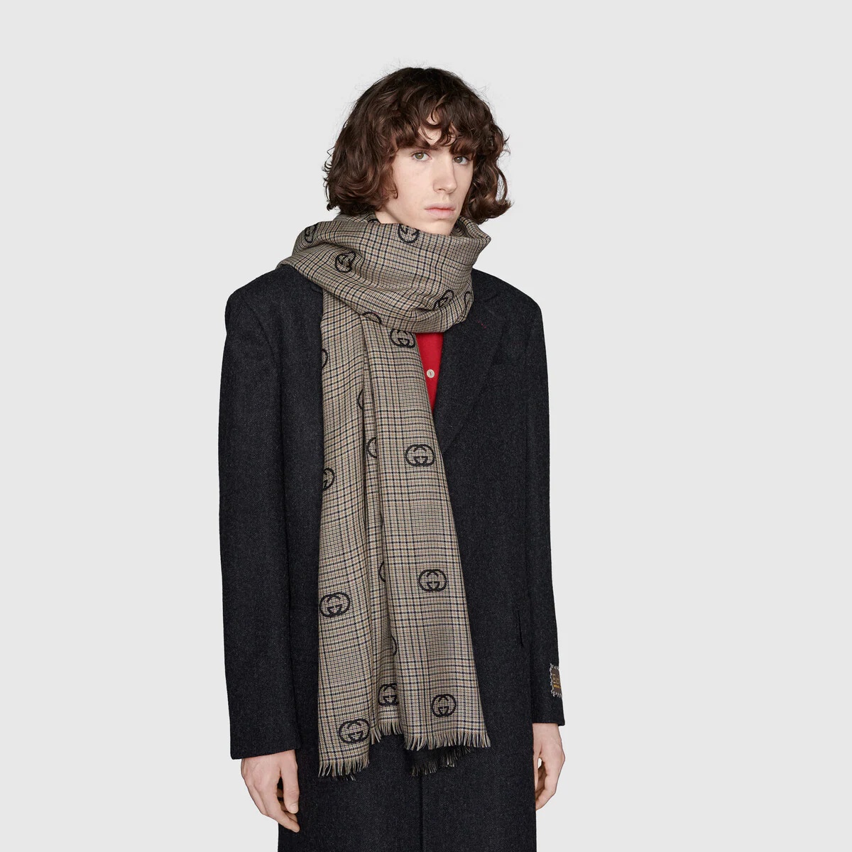 Interlocking G wool stole 3