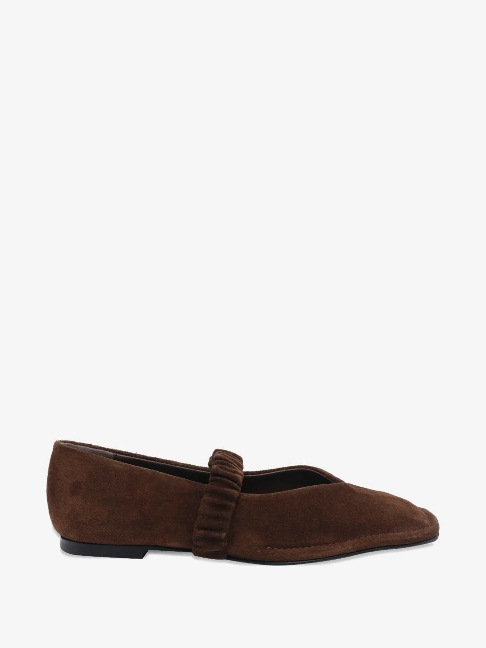 square-toe ruched ballet flats - 1