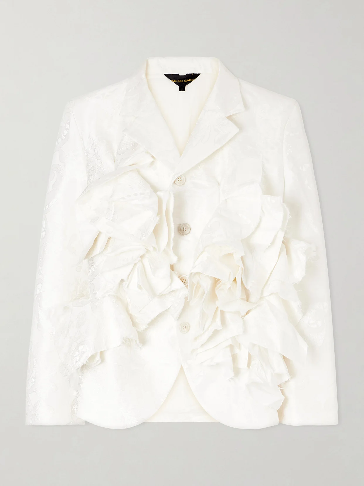 Frayed Ruffled Brocade Jacket - 1
