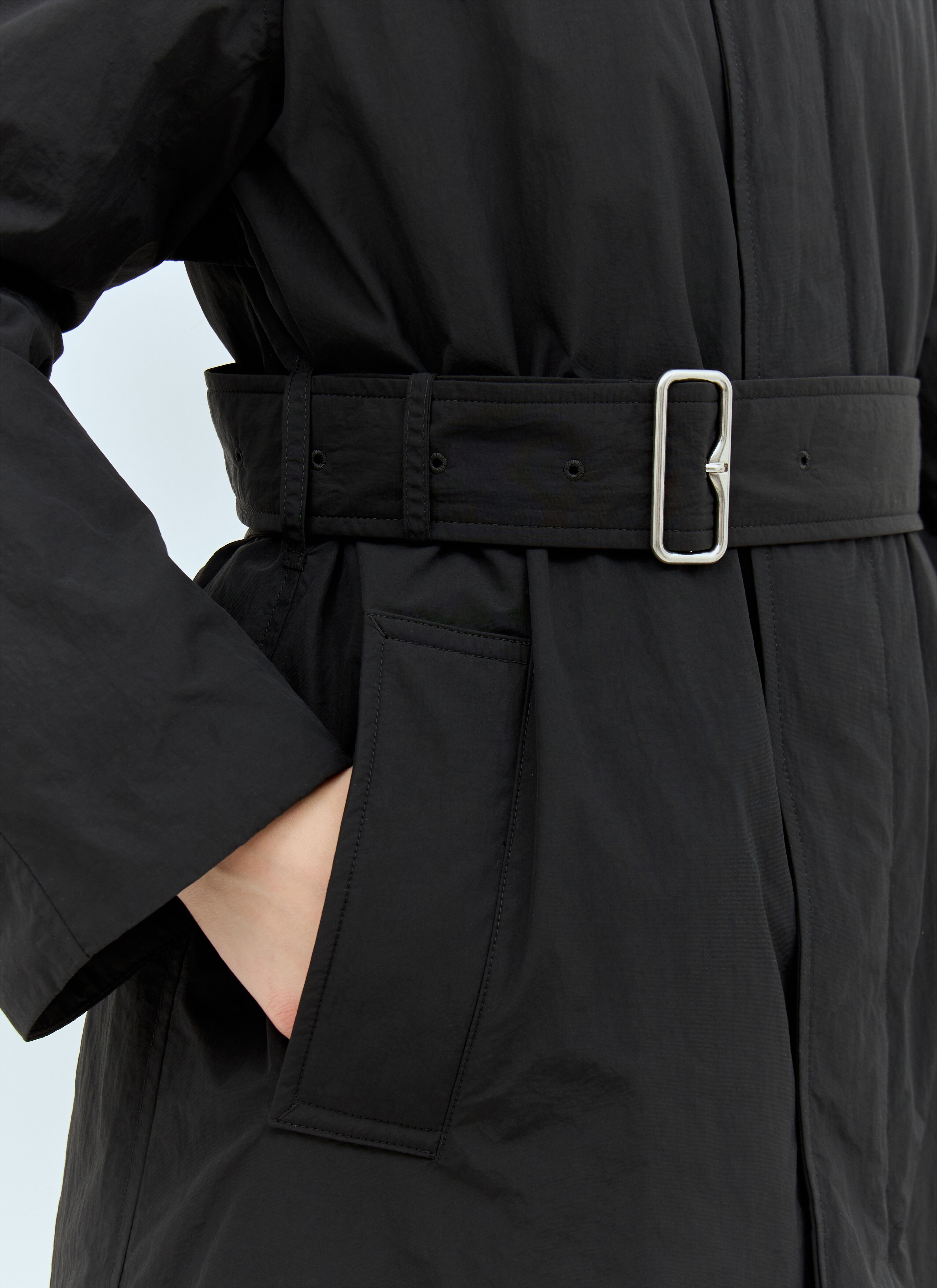 Long Nylon Cotton Padded Car Coat - 5